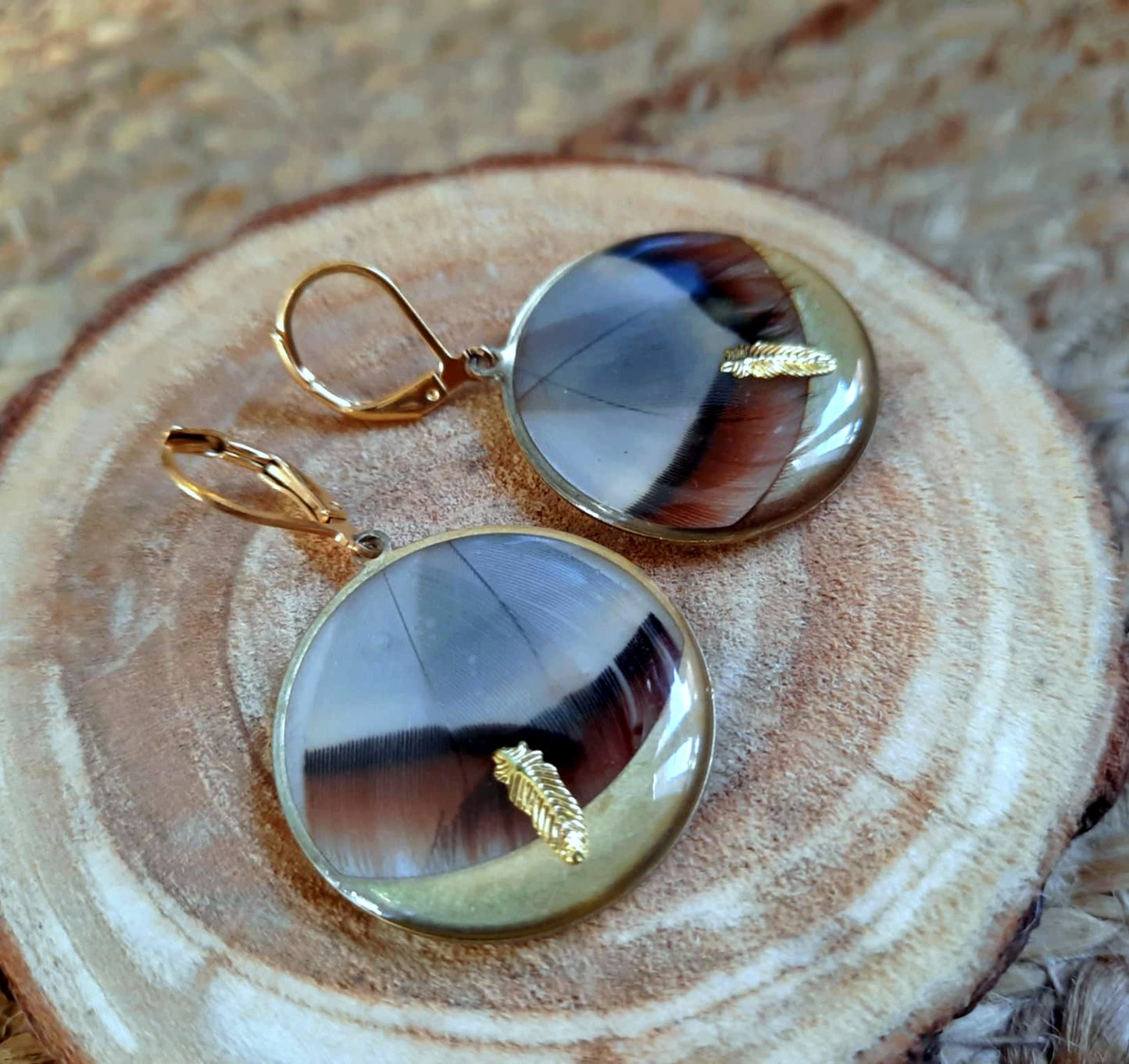 Boucles d'oreille, Plume de perdreau