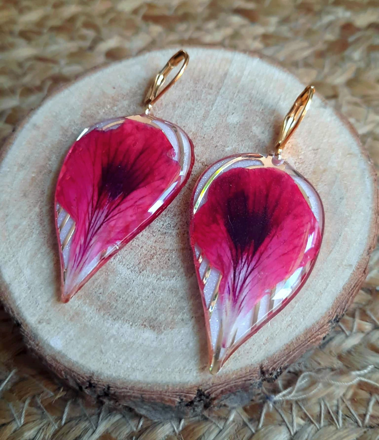 Boucles d'oreille, Pétale géranium