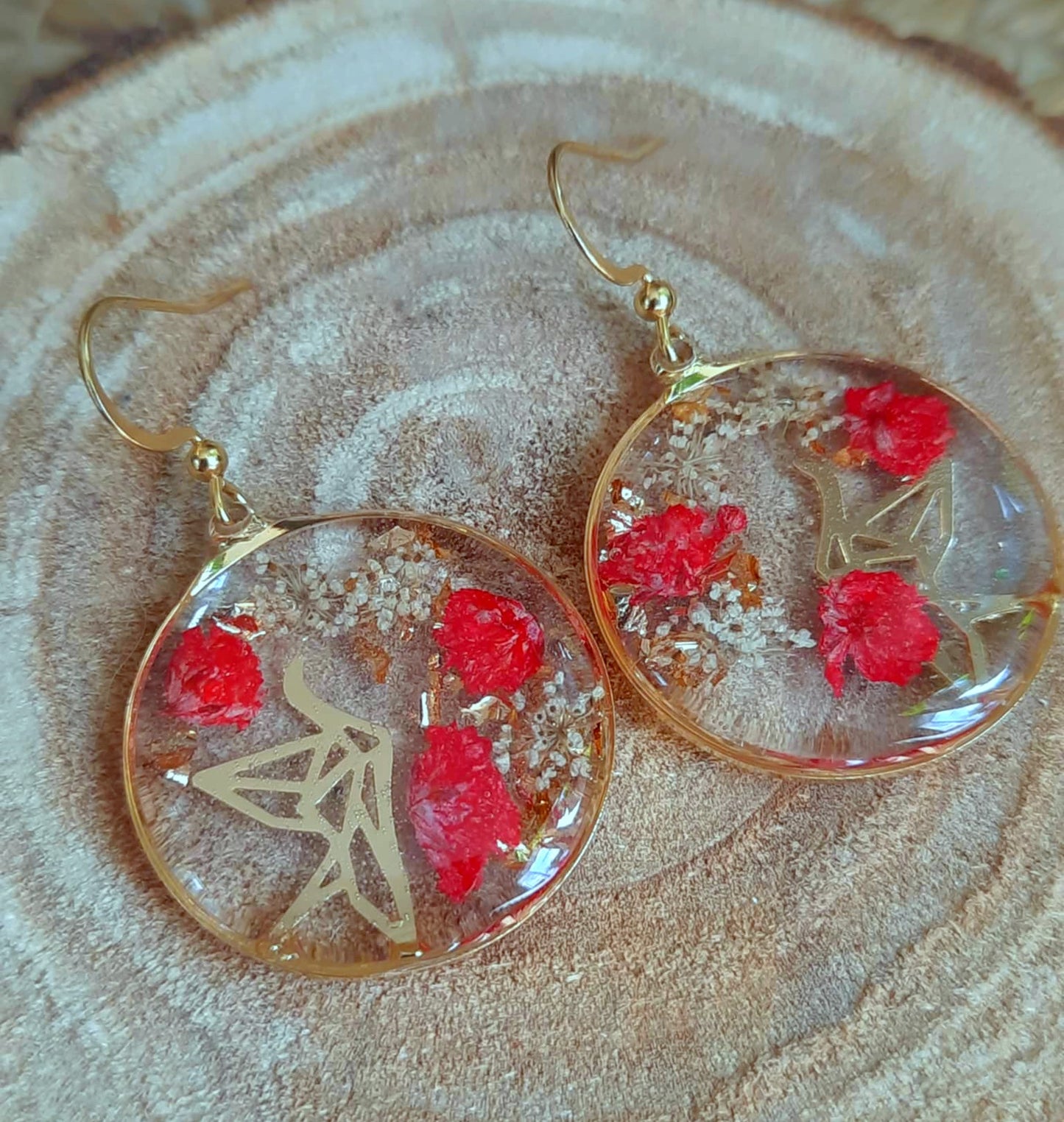 Boucles d'oreille, Fleur de carotte, Gypsophiles