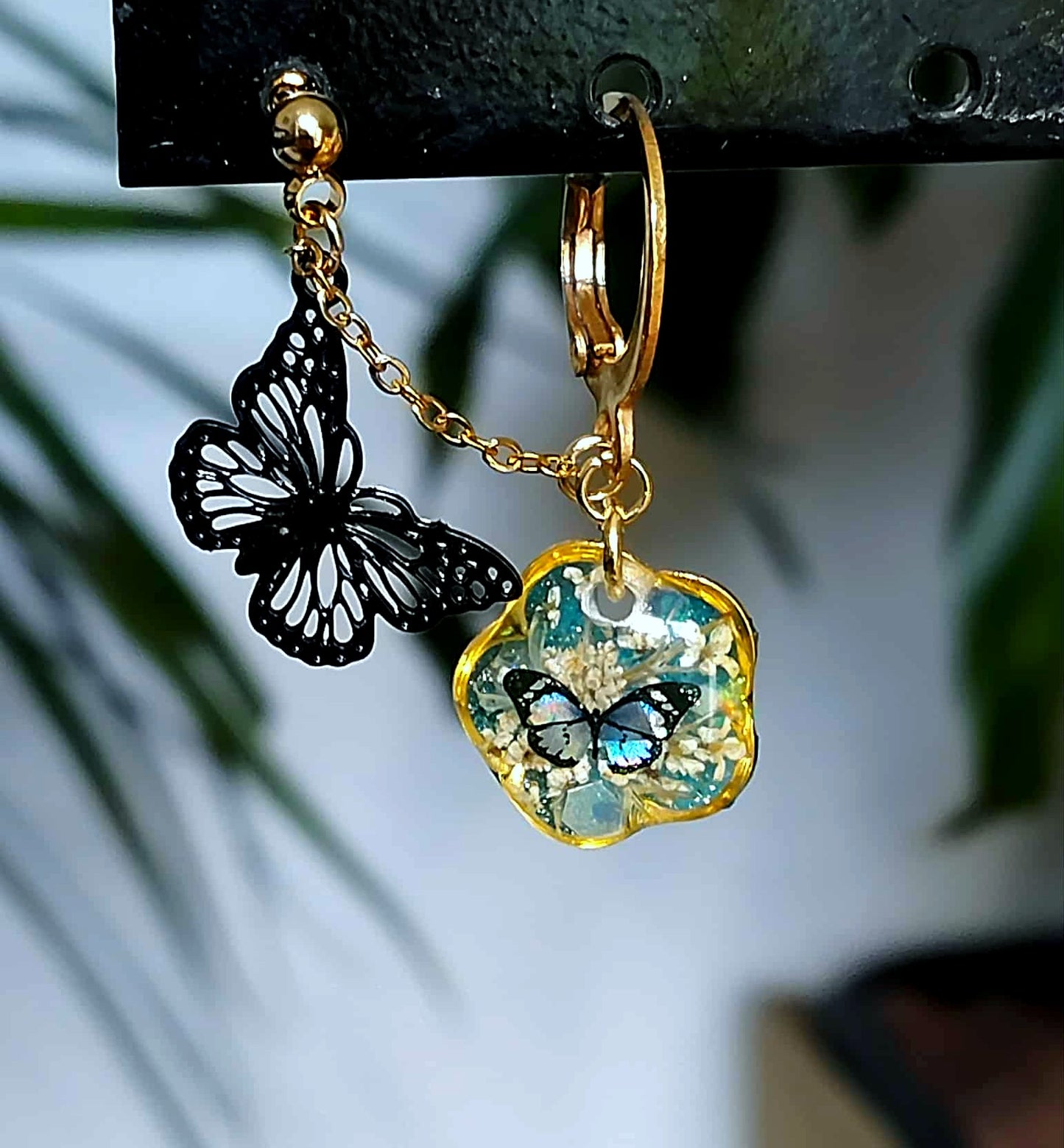 Boucles d'oreille Double piercing Fleur de carotte