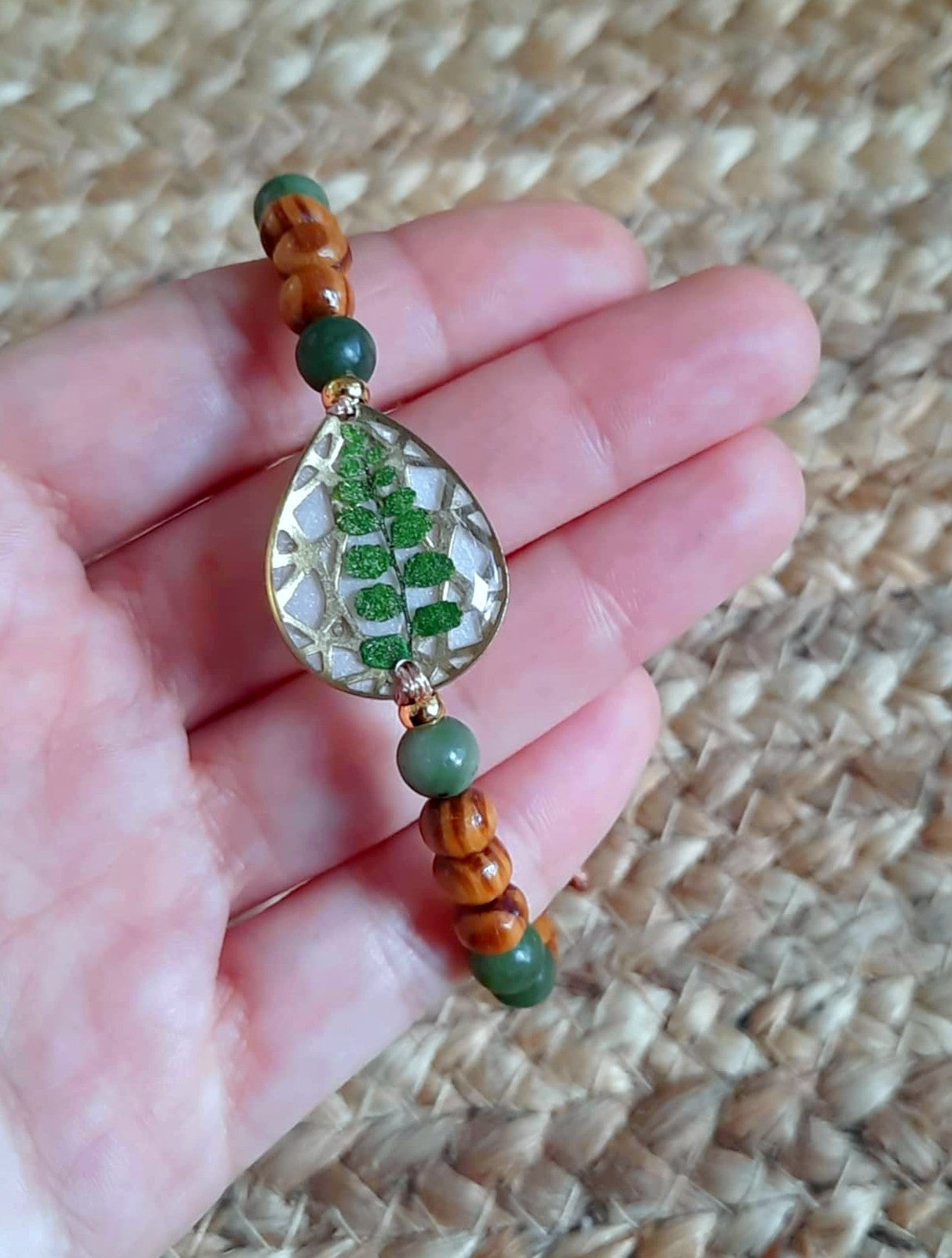 Bracelet Goutte, Fougère, Jade