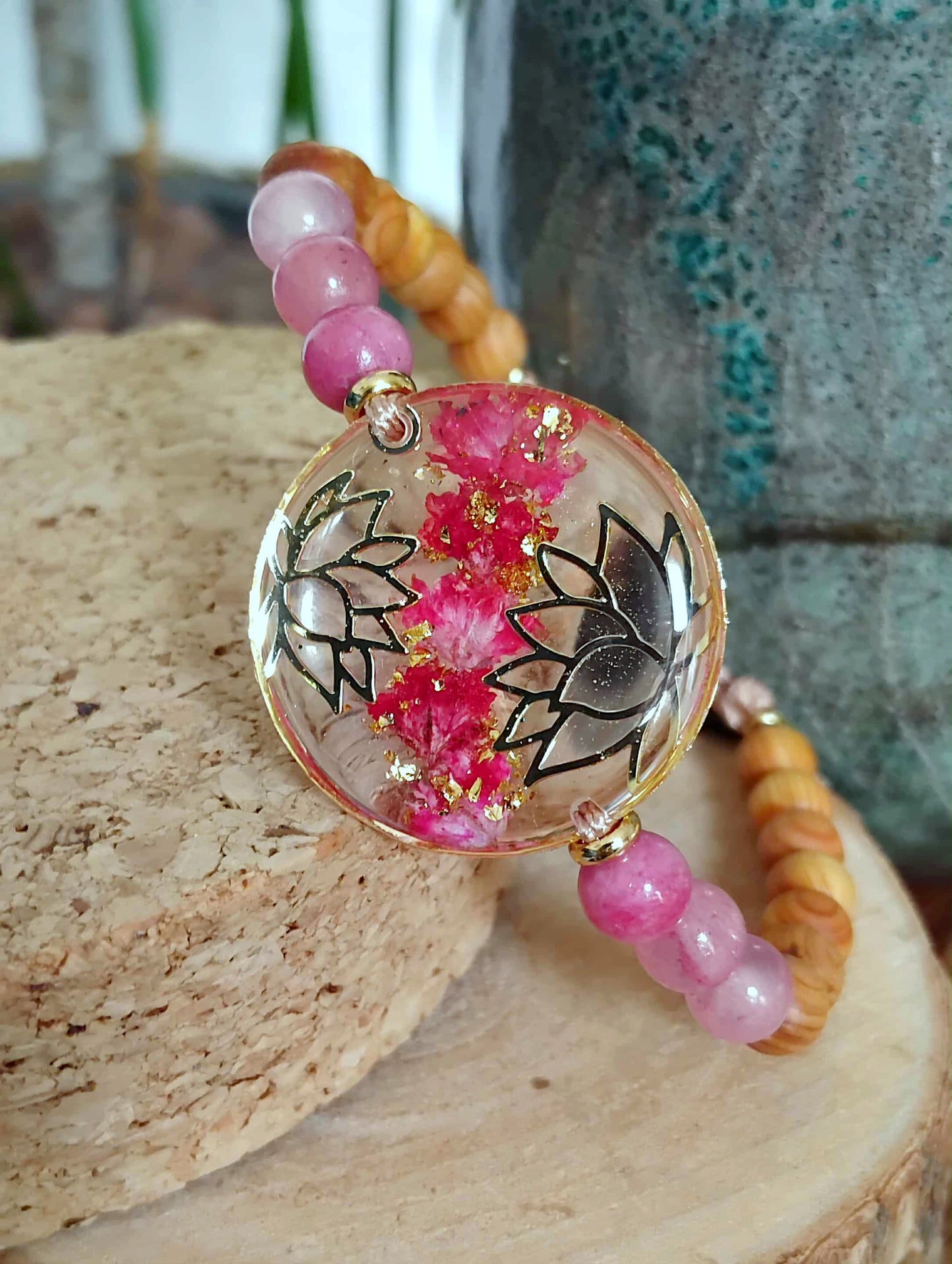 Bracelet Lotus Gypsophile Jade