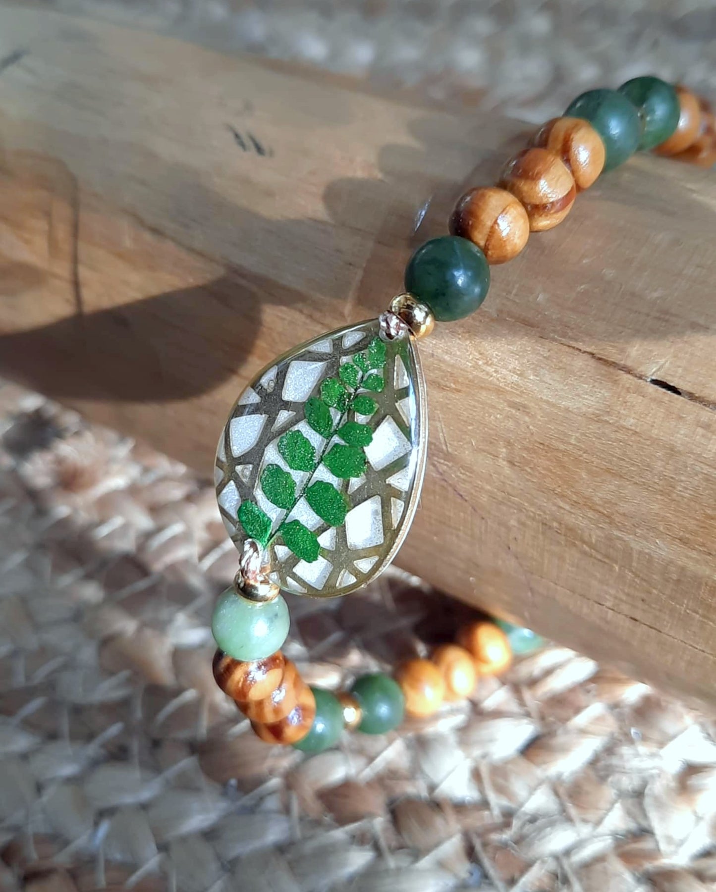 Bracelet Goutte, Fougère, Jade