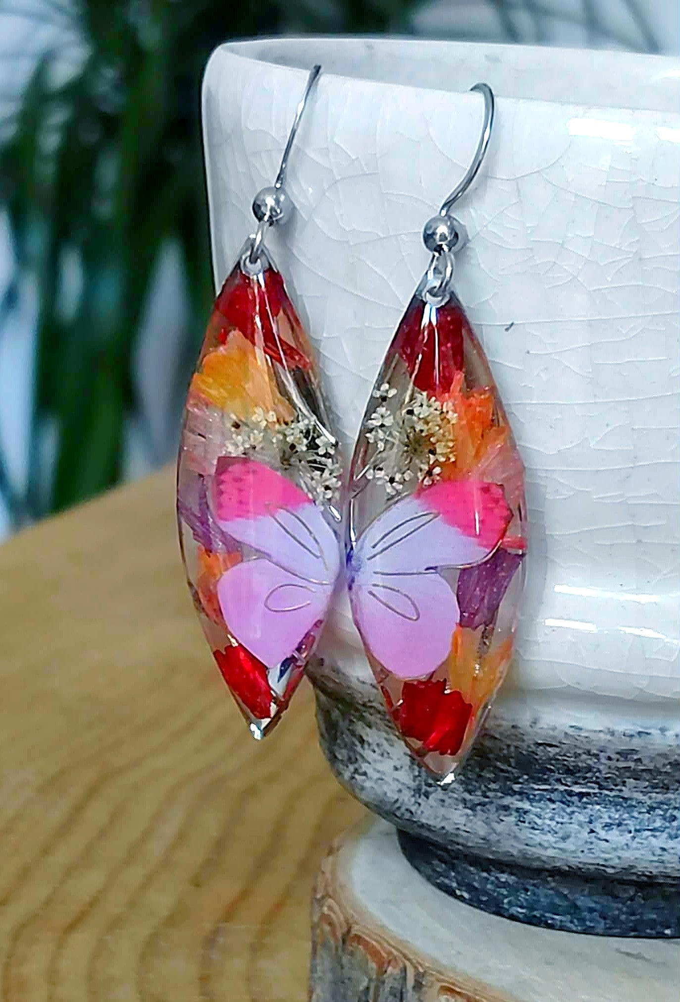 Boucles d'oreille, Statices et Fleurs de carotte