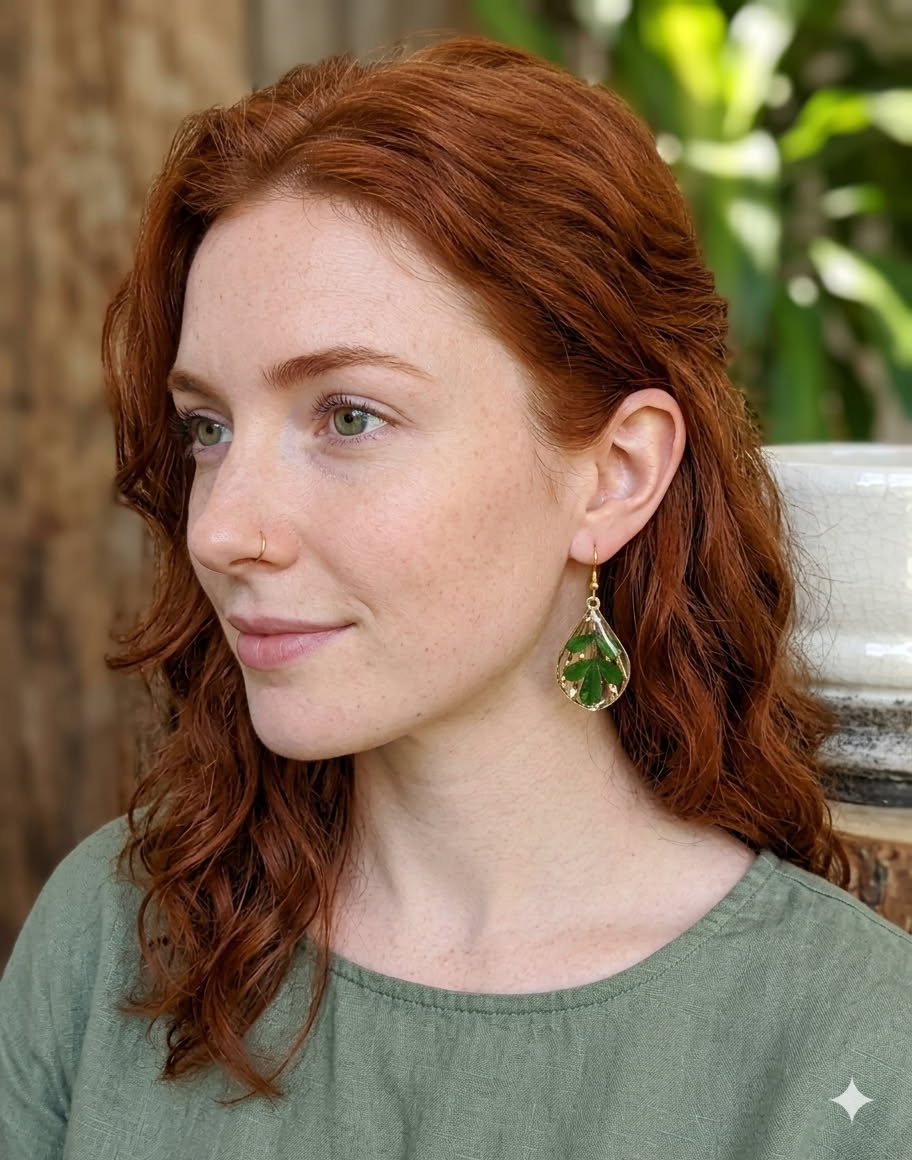 Boucles d'oreille feuille indigotier