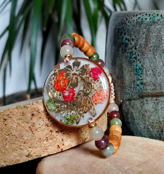 Bracelet Colibri Fleur de carotte Gypsophile Agate