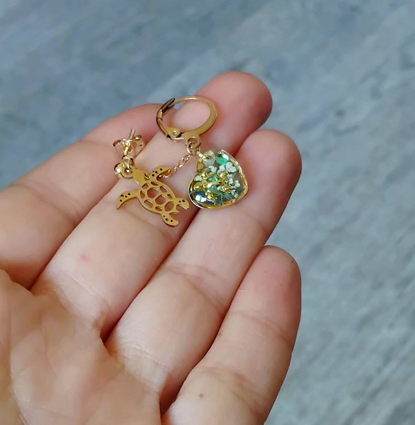Boucles d'oreille Double piercing Fleur de carotte