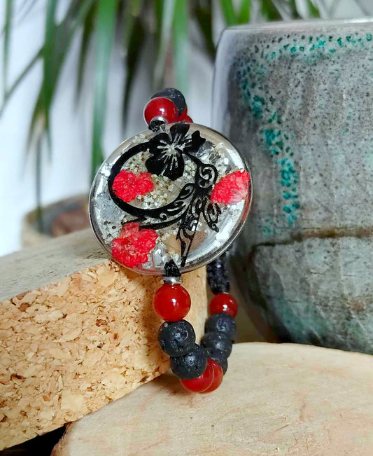 Bracelet Colibri Fleur de carotte Gypsophile Cornaline