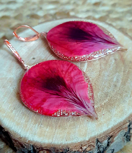 Boucles d'oreille, Pétale géranium