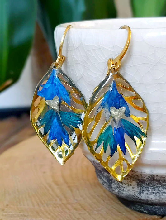 Boucles d'oreille Pétales bleuet