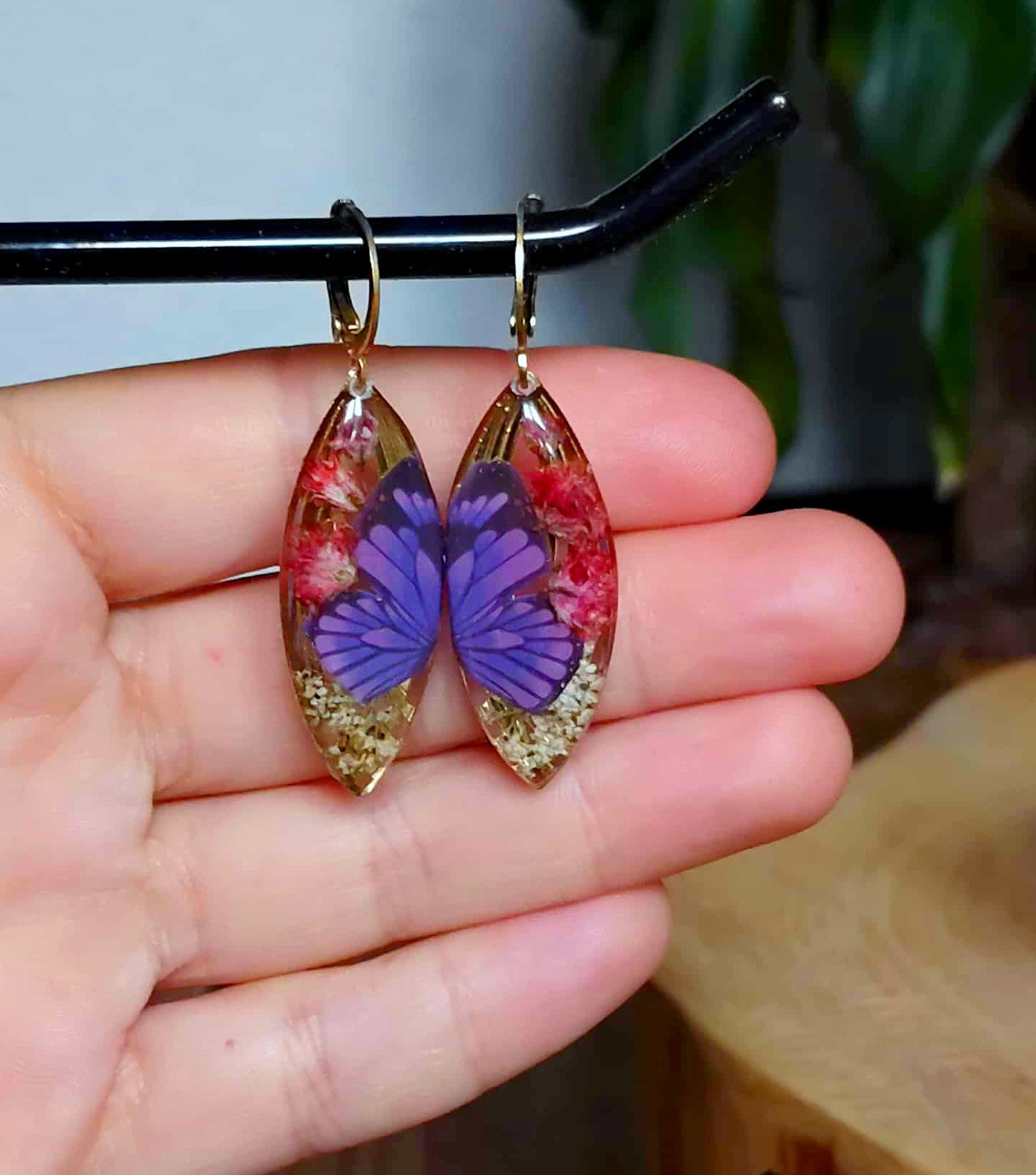 Boucles d'oreille, Gypsophiles Fleurs de carotte