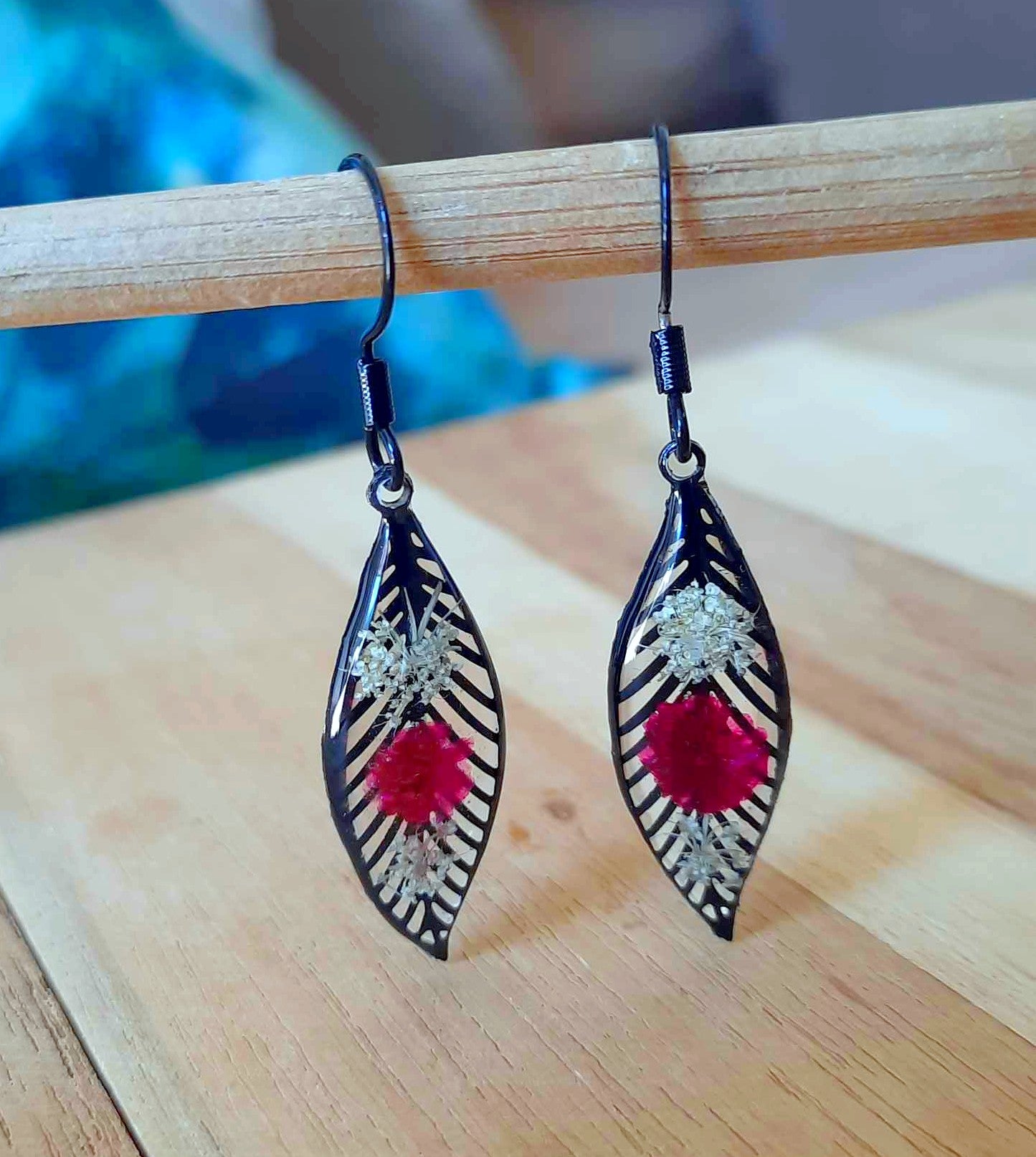 Boucles d'oreille, Gypsophile et Fleur de carotte