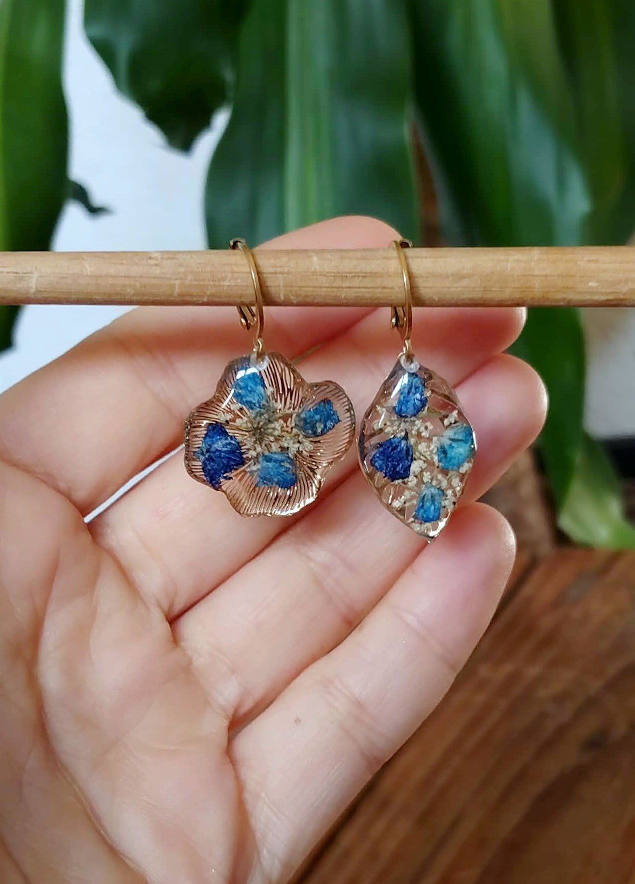 Boucles d'oreille Asymétrique Fleur de carotte gypsophiles