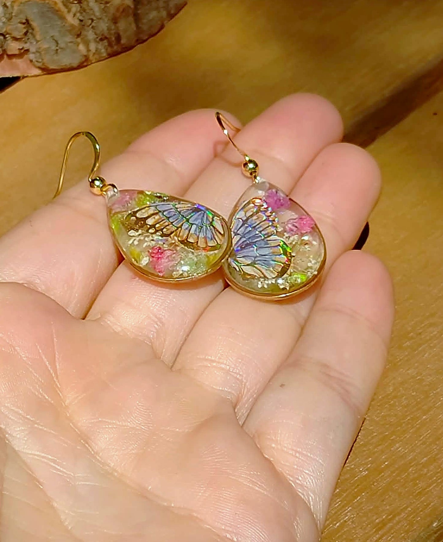 Boucles d'oreille Fleur de carotte gypsophiles