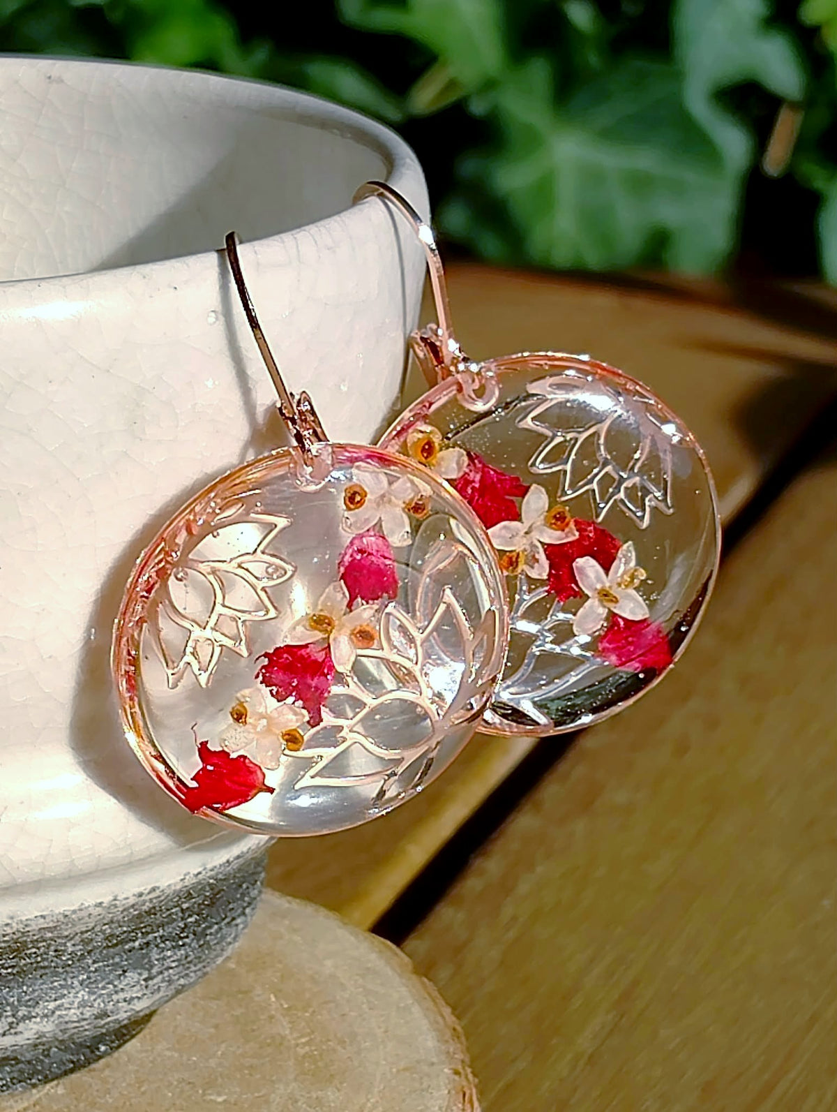 Boucles d'oreille Fleur d'olivier, Gypsophile