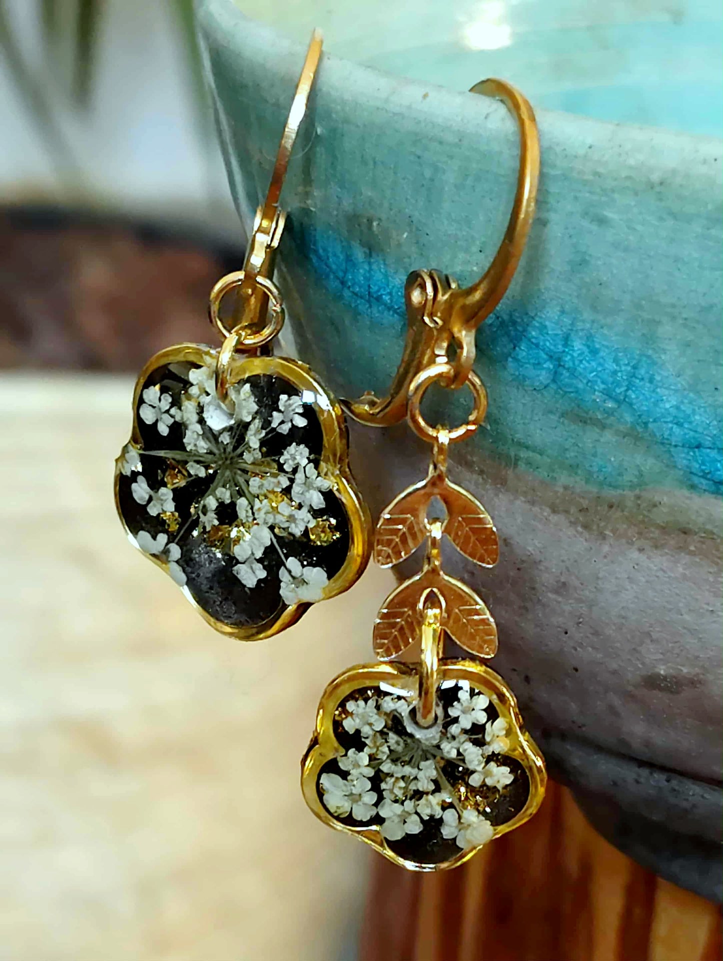 Boucles d'oreille Asymétrique Fleur de carotte