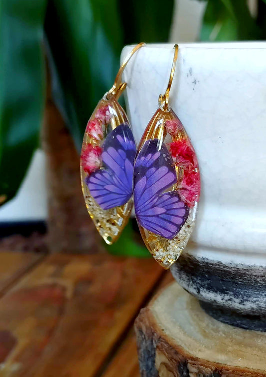 Boucles d'oreille, Gypsophiles Fleurs de carotte