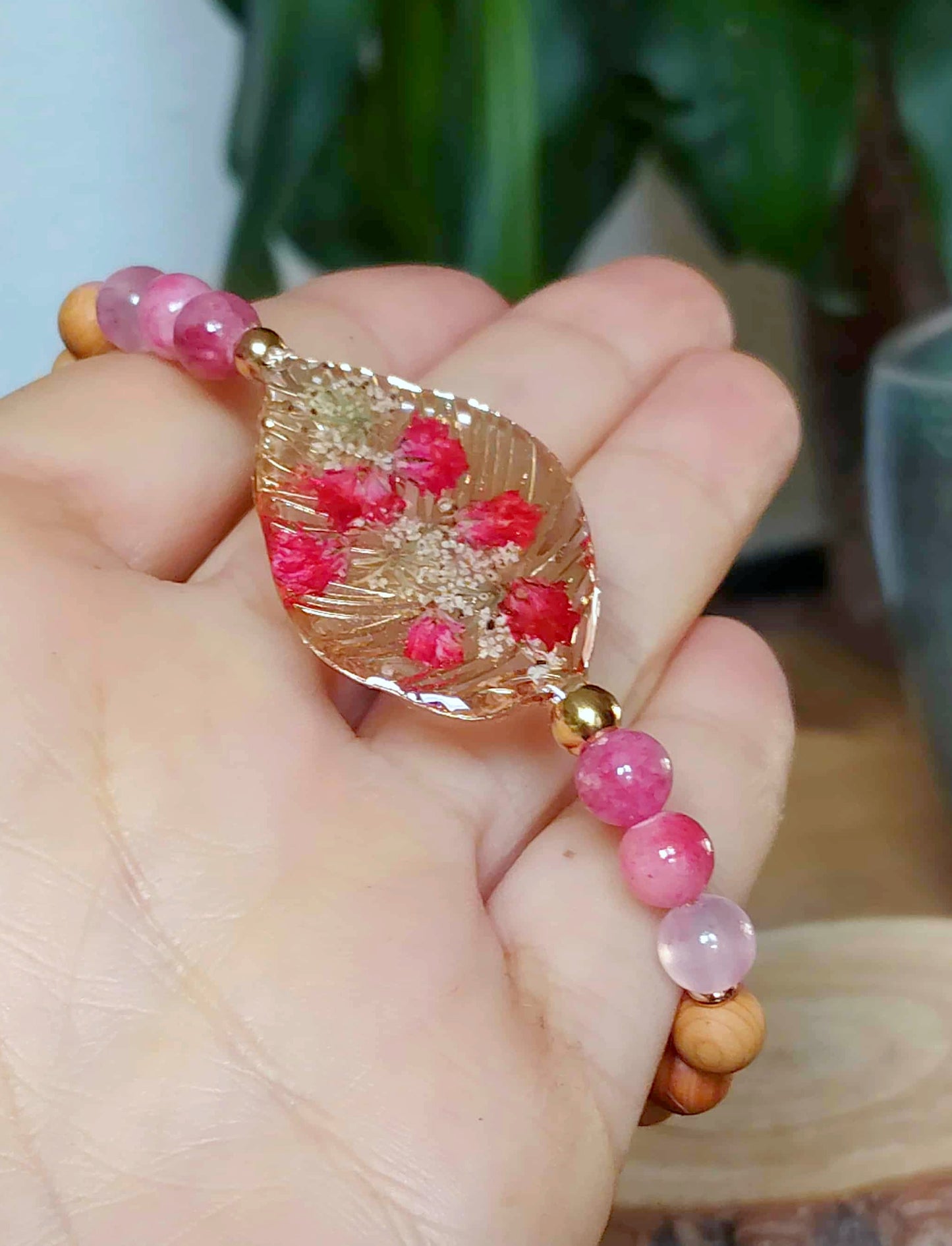 Bracelet Gypsophiles Fleur de carotte Jade