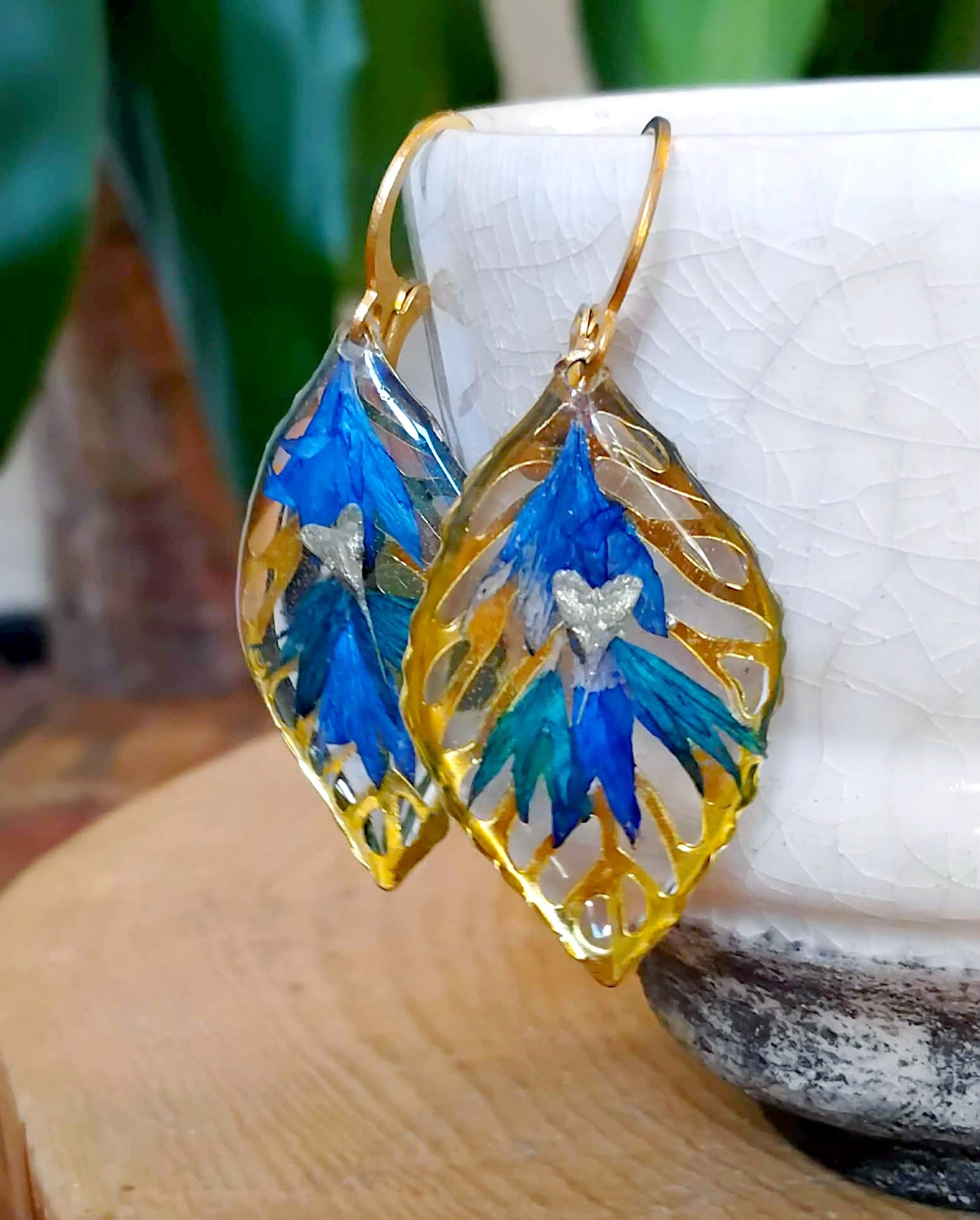 Boucles d'oreille Pétales bleuet