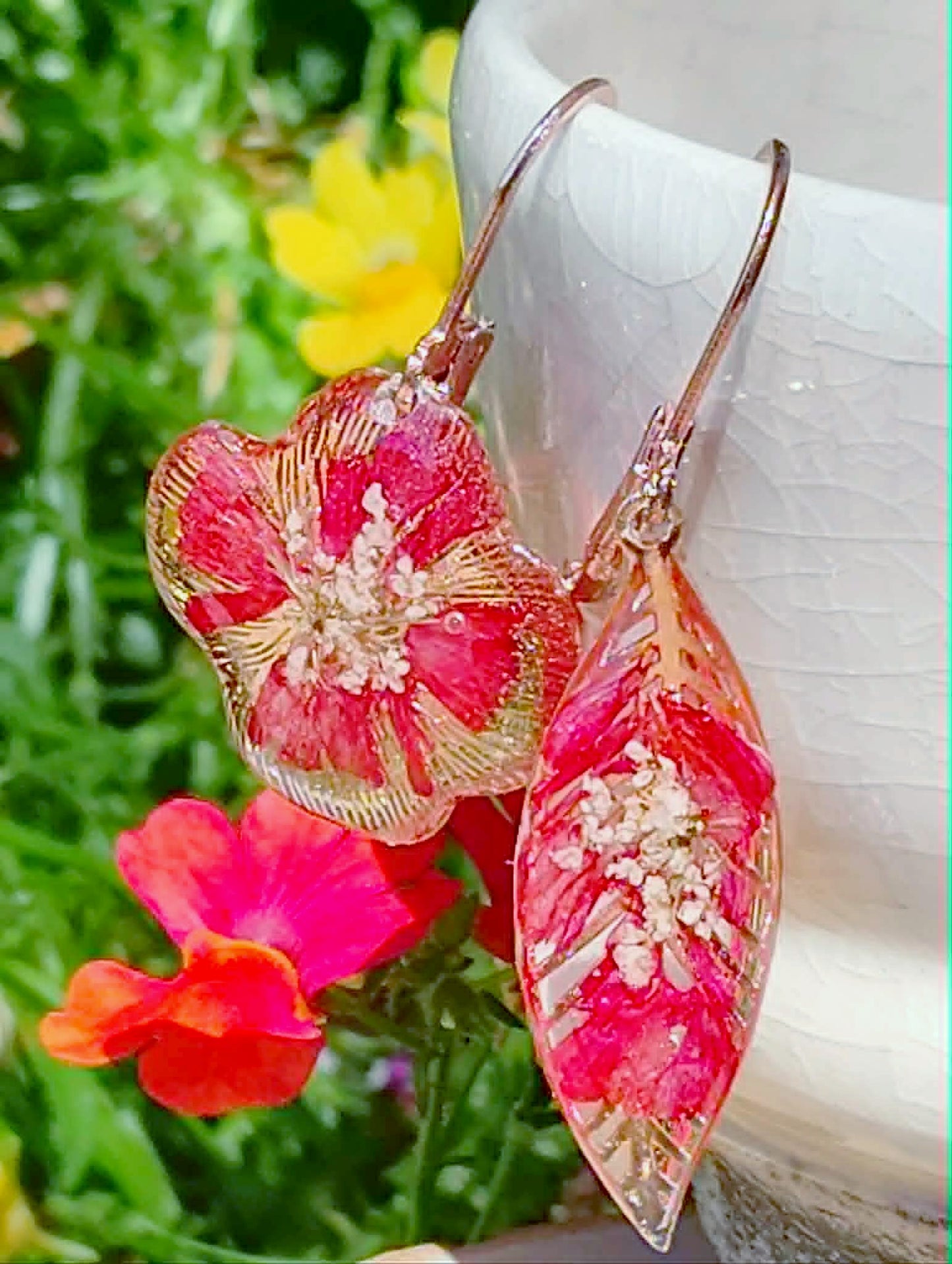 Boucles d'oreille Asymétrique Fleur de carotte Statice