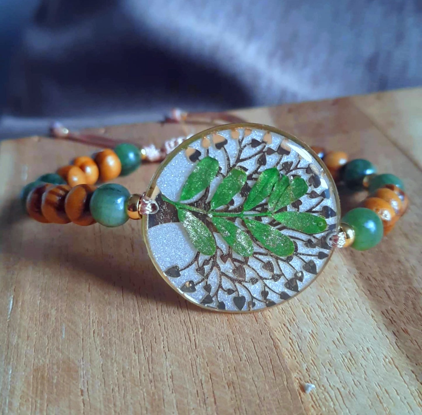 Bracelet, Feuille, Jade