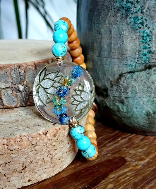 Bracelet Lotus  Gypsophile Turquoise