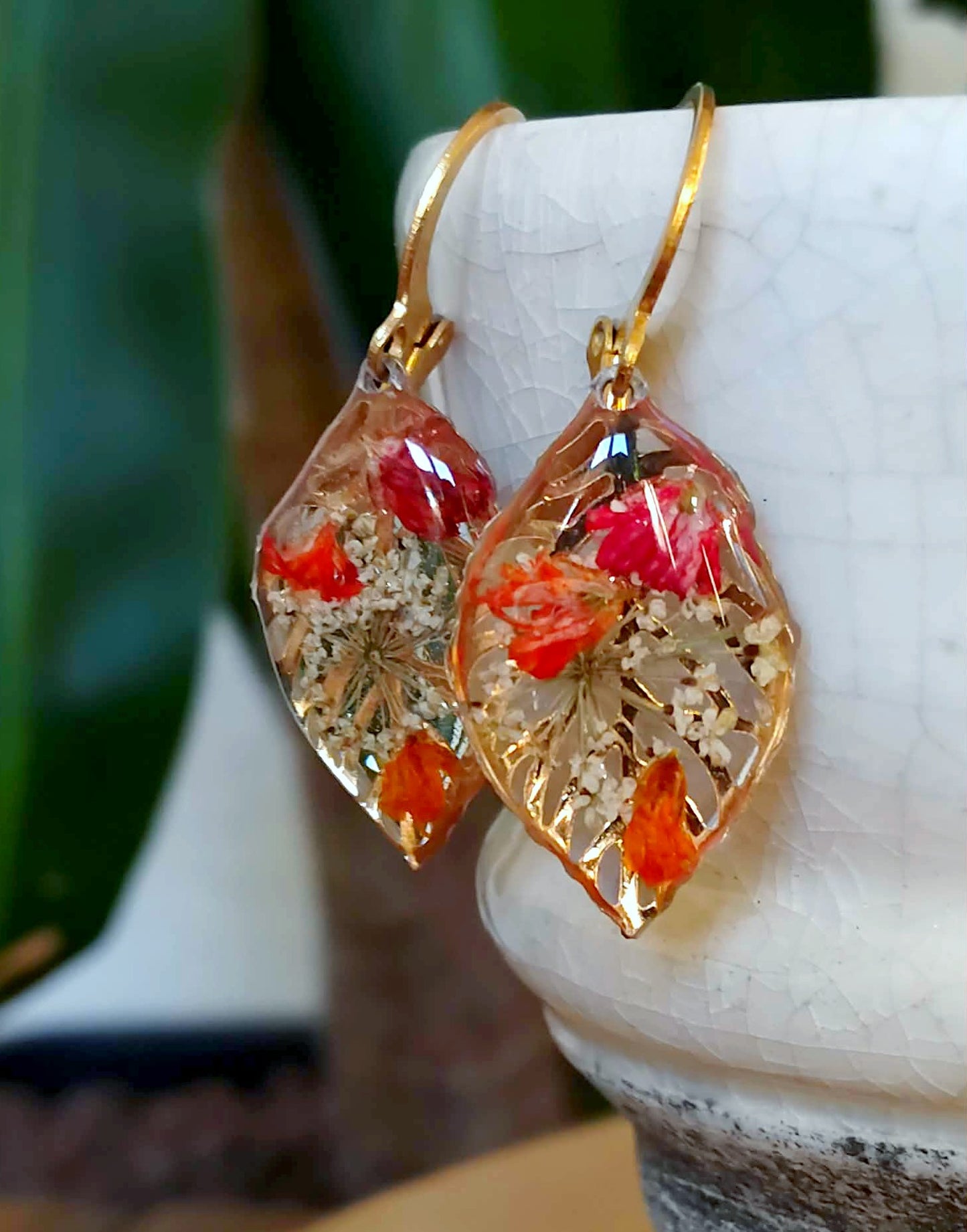 Boucles d'oreille Fleur de carotte gypsophiles