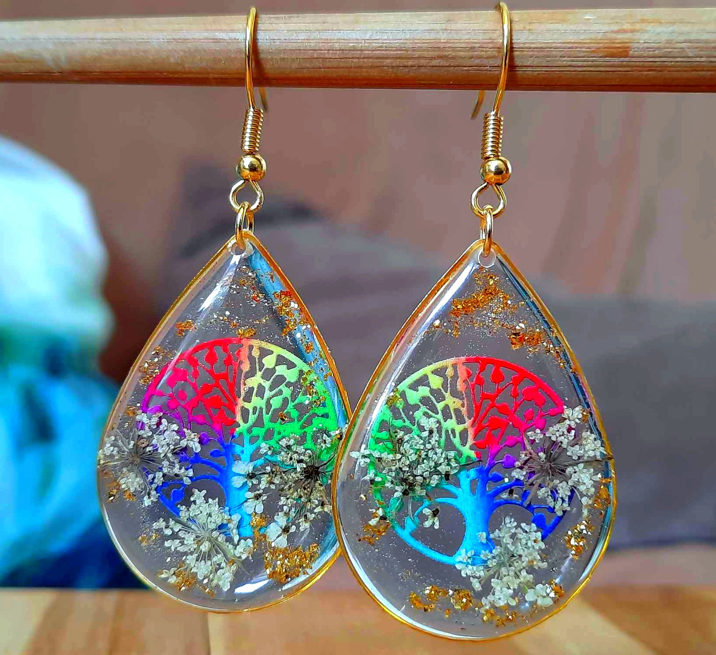 Boucles d'oreille, Arbre de vie, Fleur de carotte