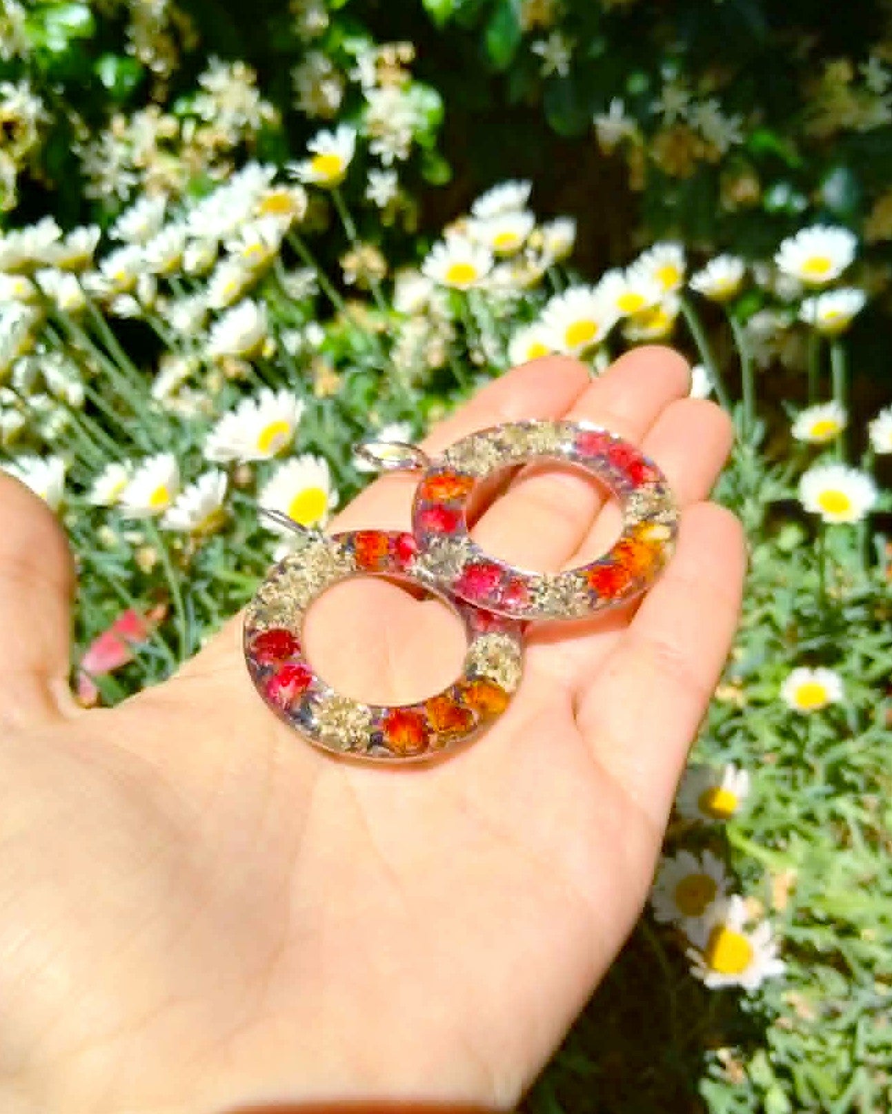 Boucles d'oreille  Fleur de carotte Gypsophiles