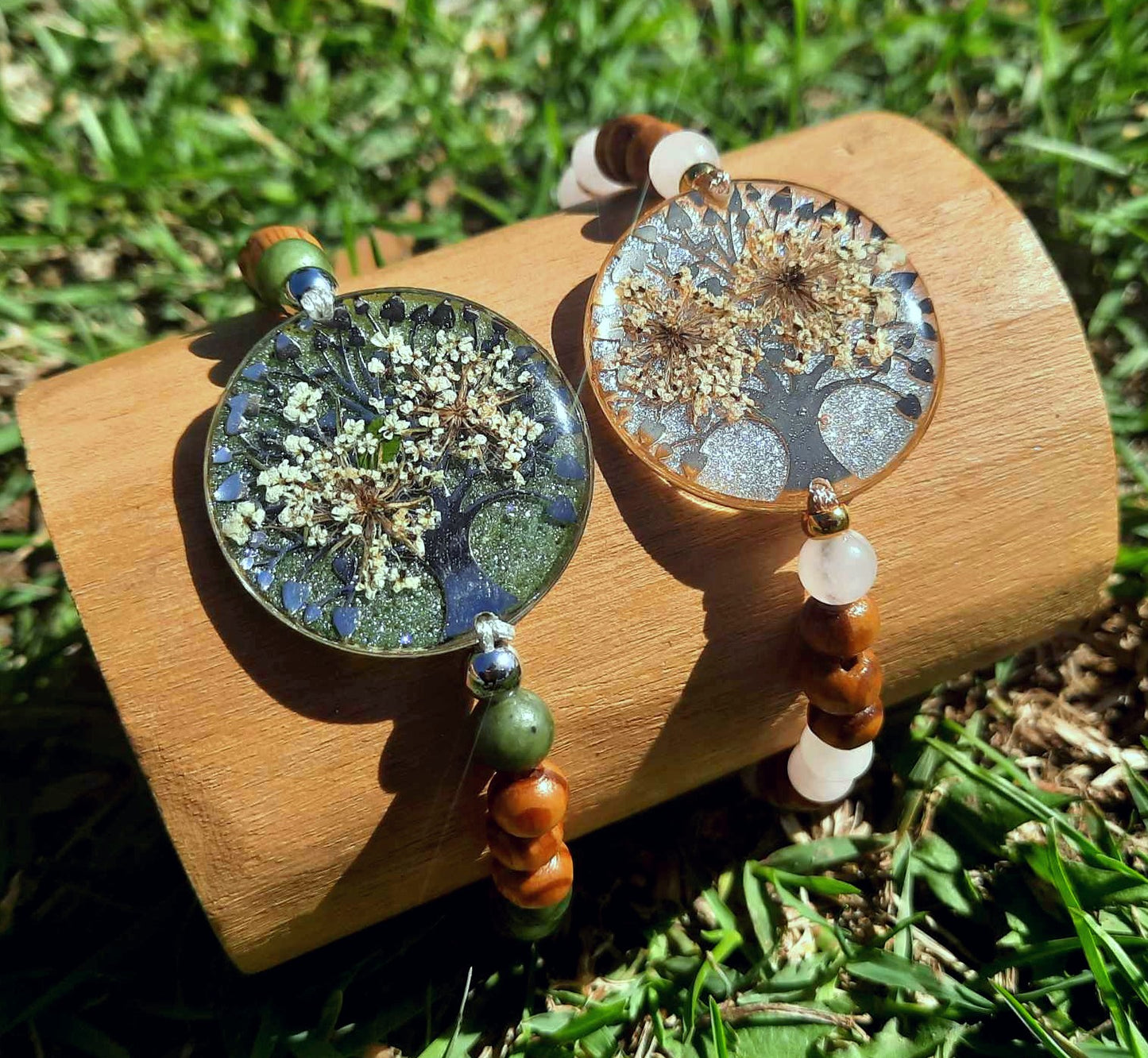 Bracelet , Fleur de carotte, Quartz rose