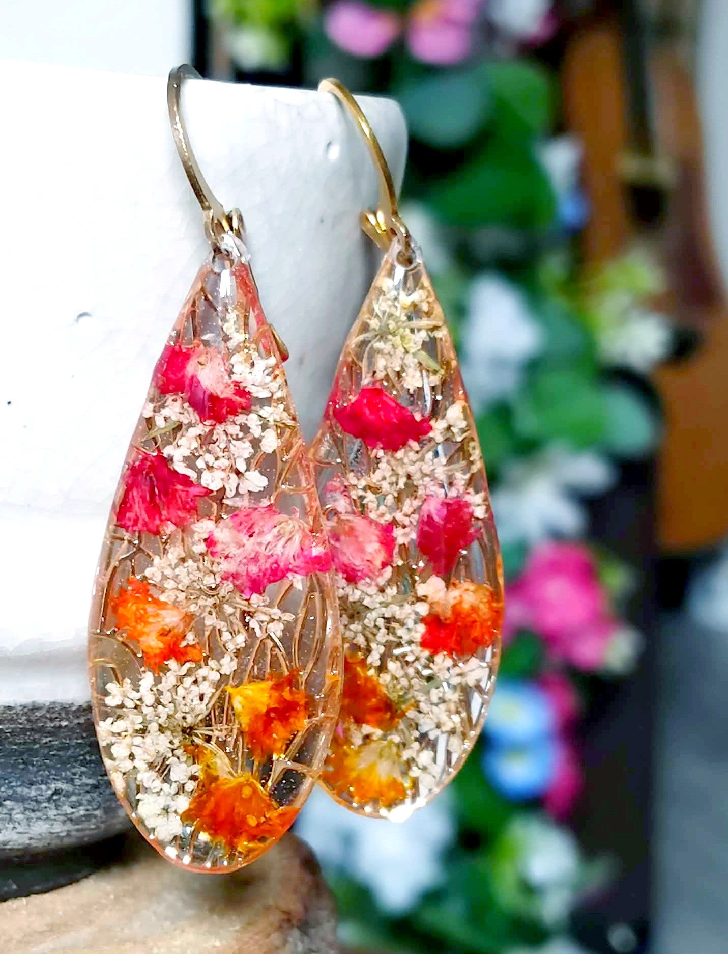 Boucles d'oreille Fleur de carotte Gypsophiles