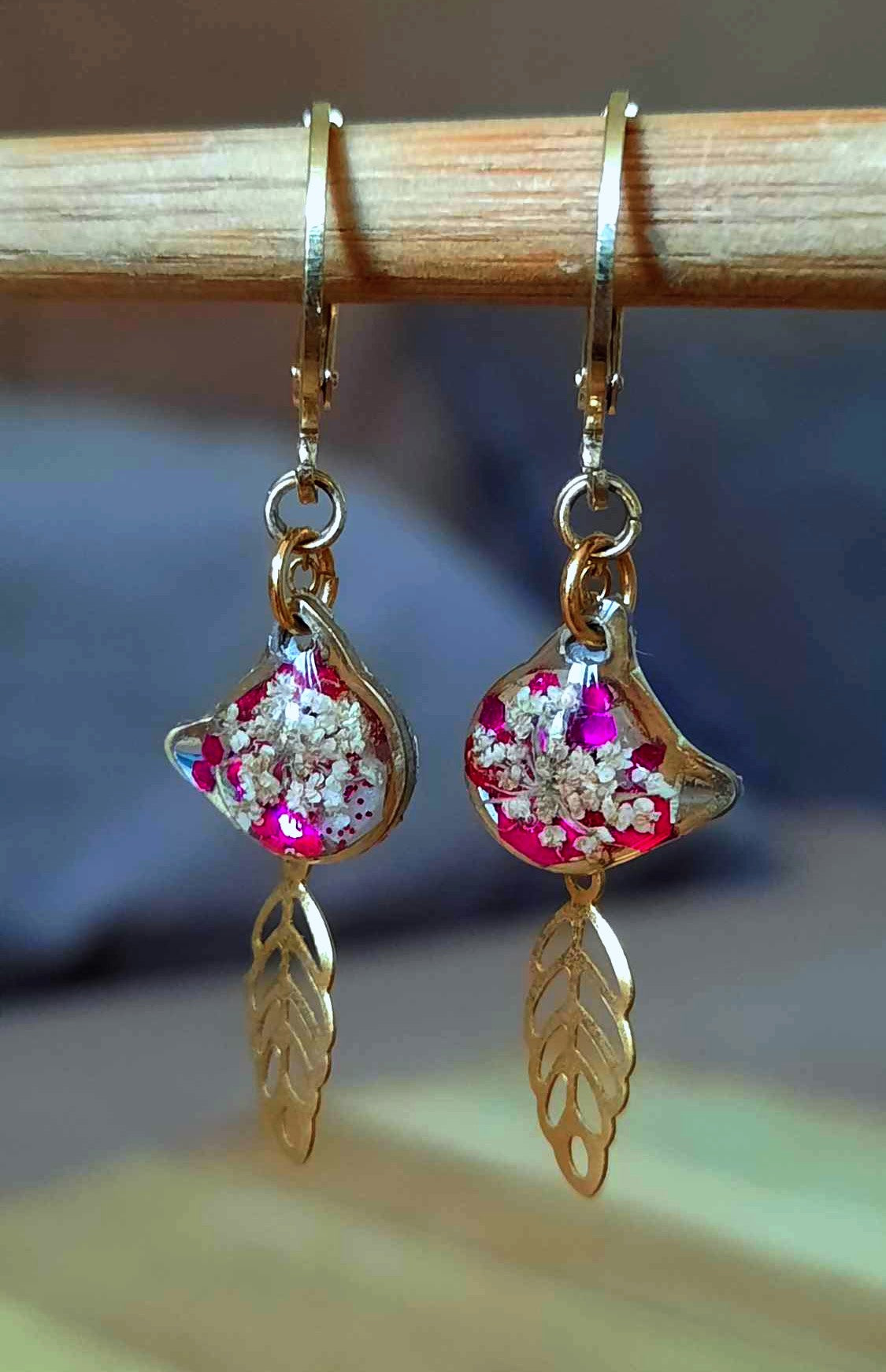 Boucles d'oreille, Chat, Fleur de carotte