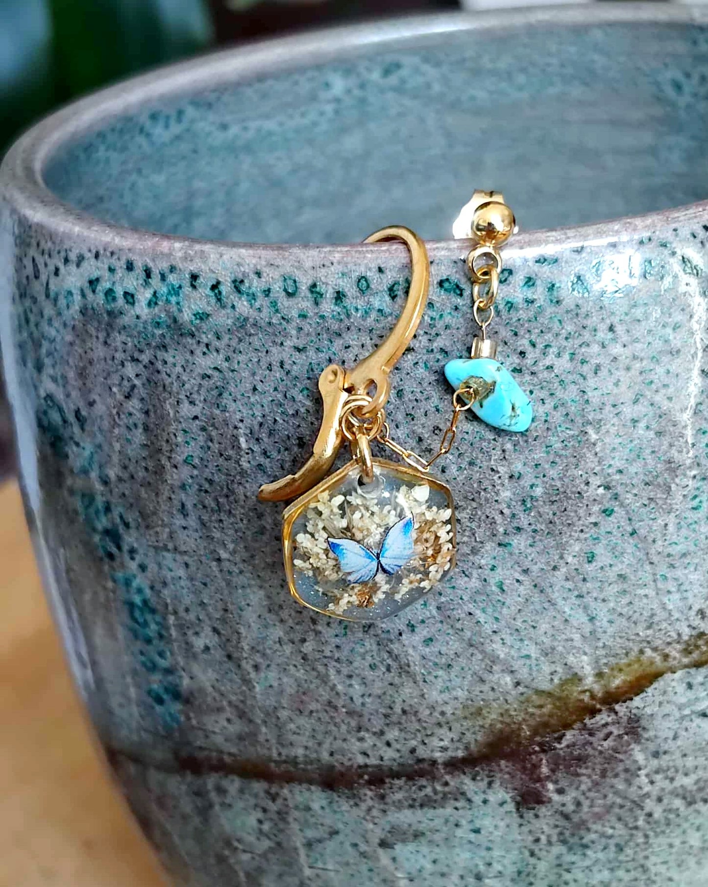 Boucles d'oreille Double piercing  Fleur de carotte