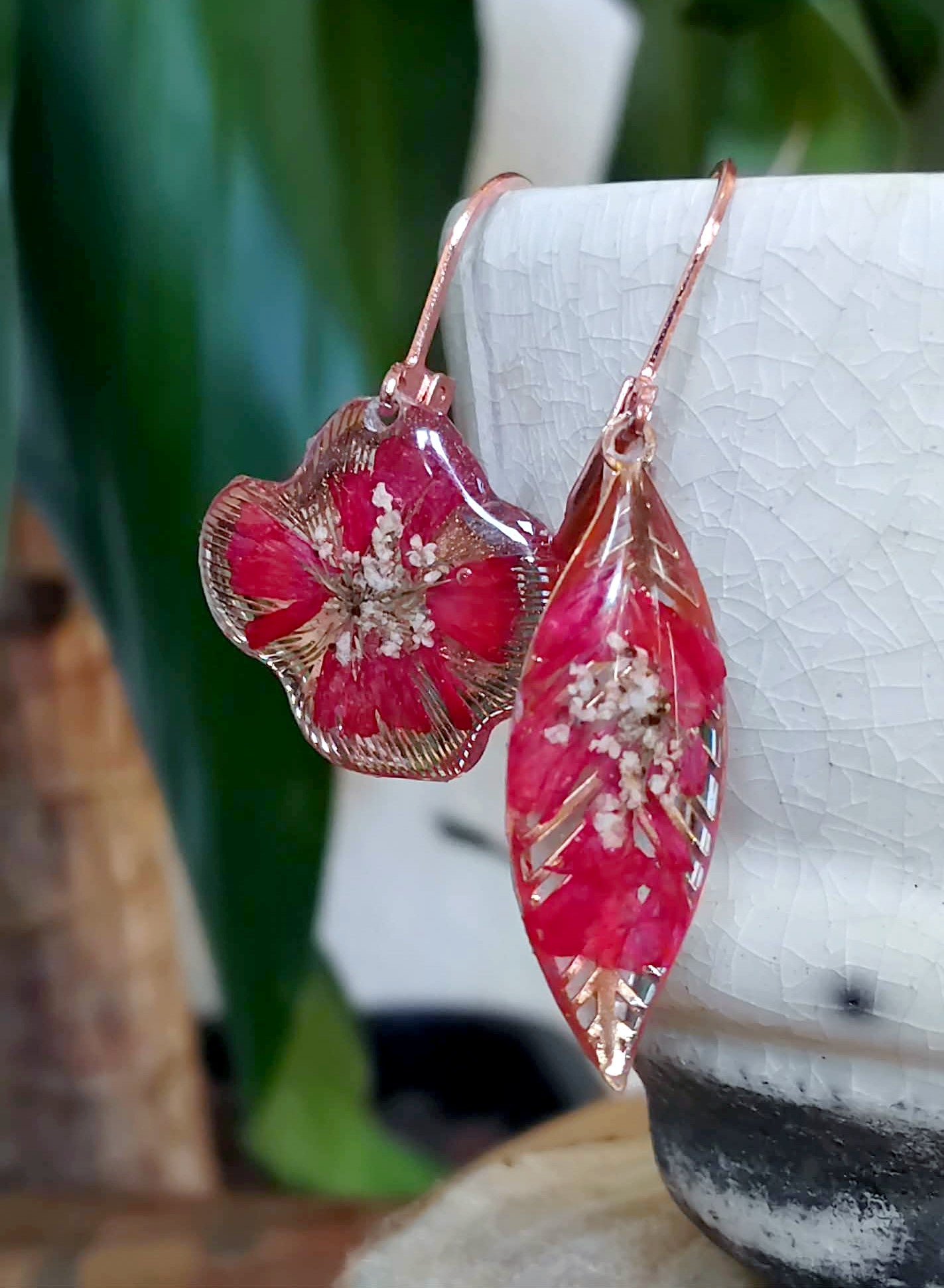 Boucles d'oreille Asymétrique Fleur de carotte Statice