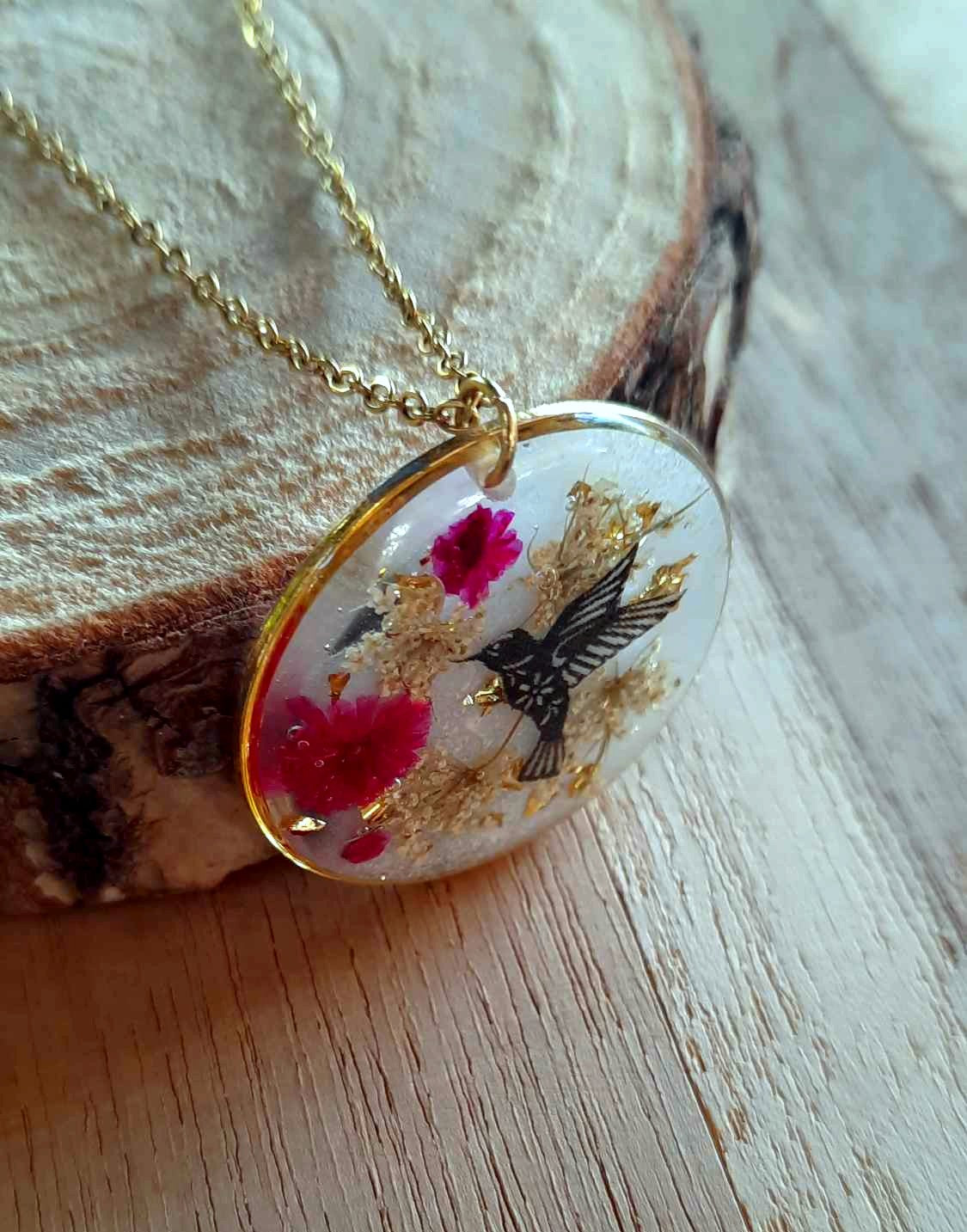 Collier, Colibri, Gypsophile