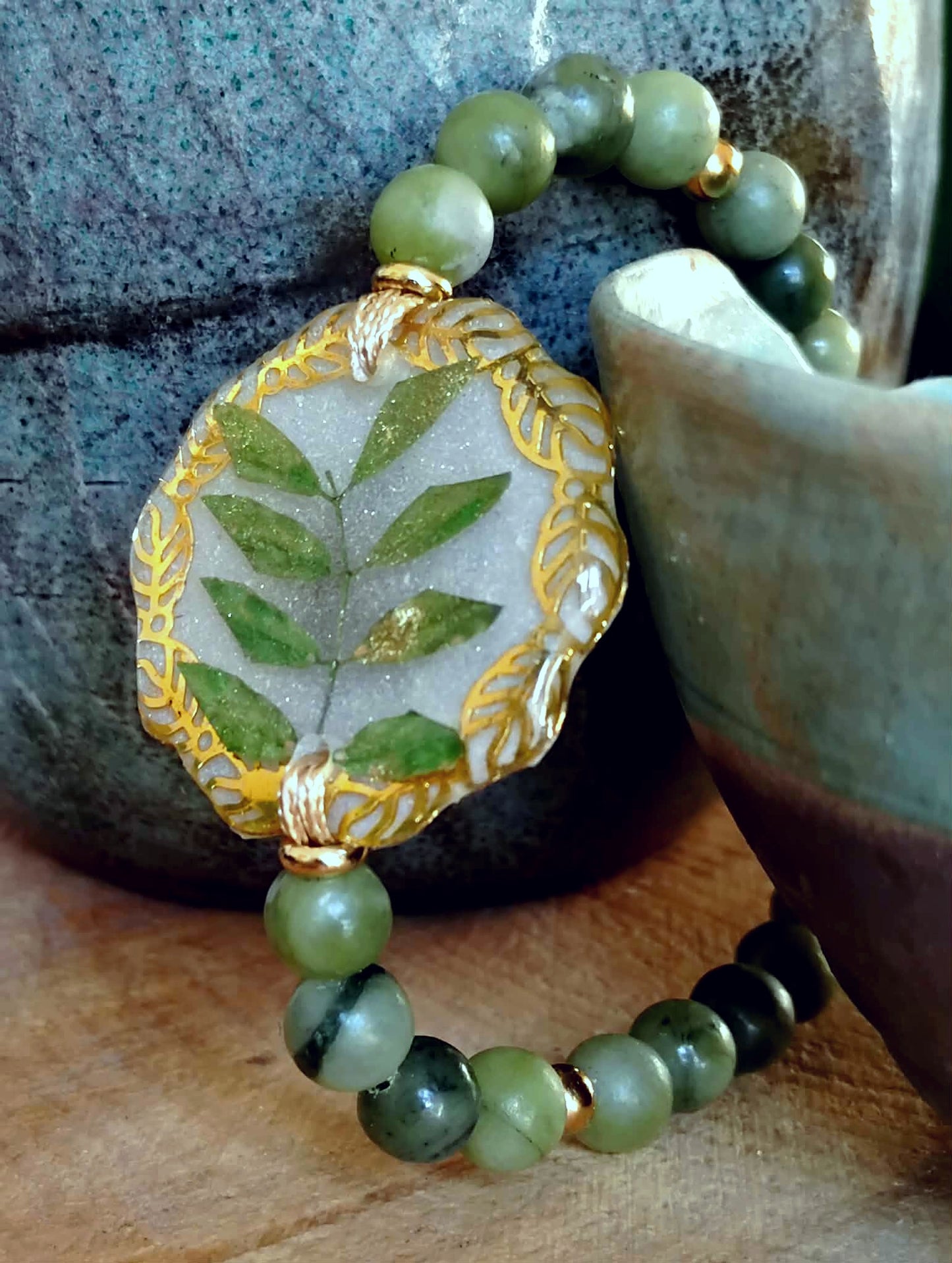 Bracelet Feuille d'indigotier, Jade