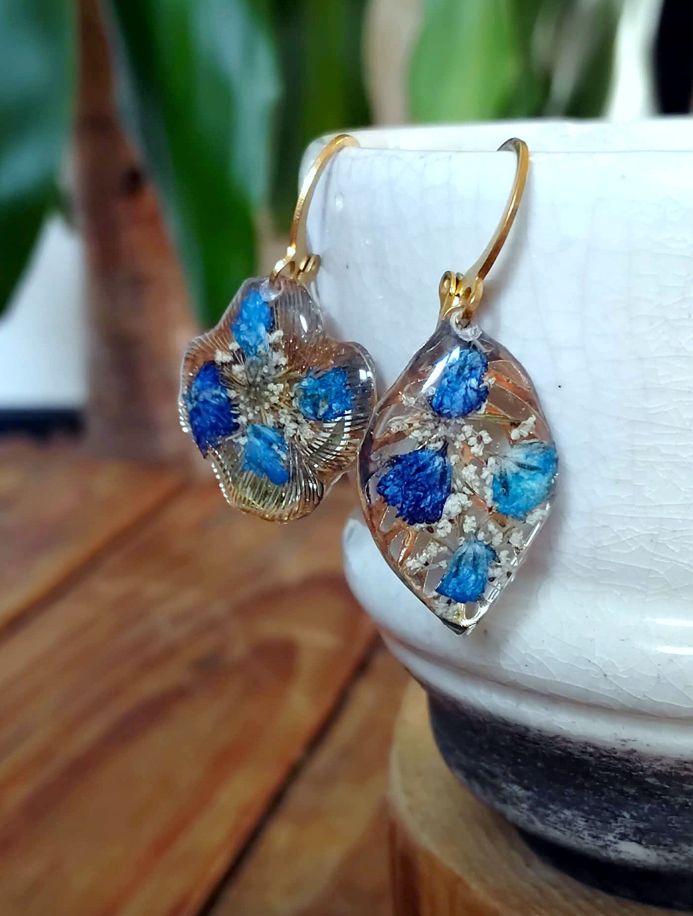 Boucles d'oreille Asymétrique Fleur de carotte gypsophiles