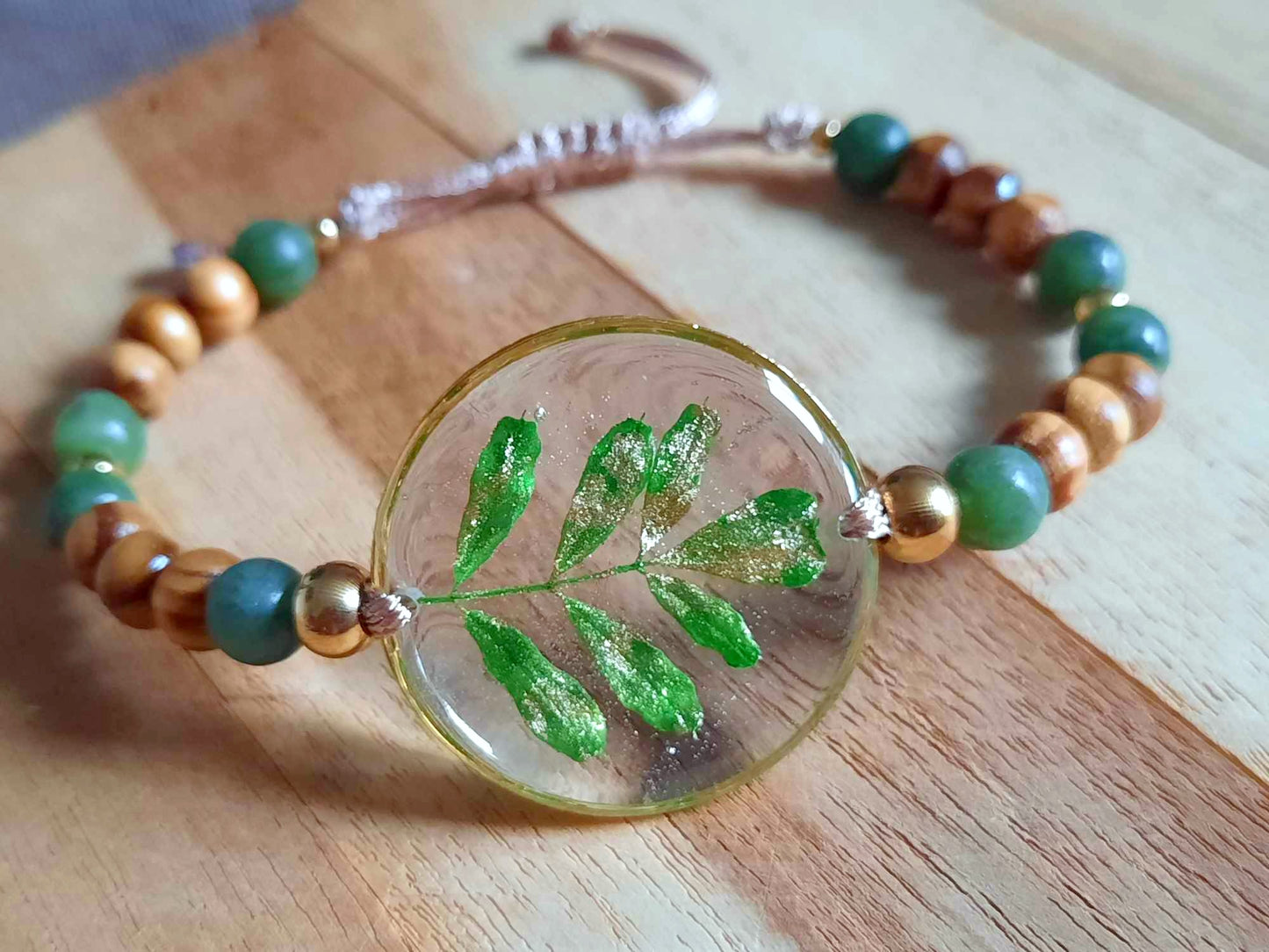 Bracelet , Feuille, Jade