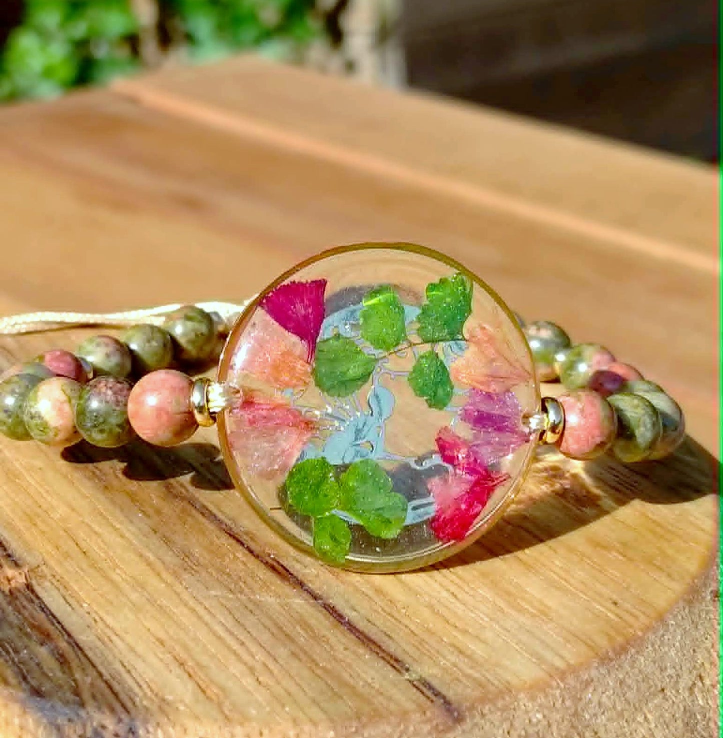Bracelet Fougère Statice Unakite