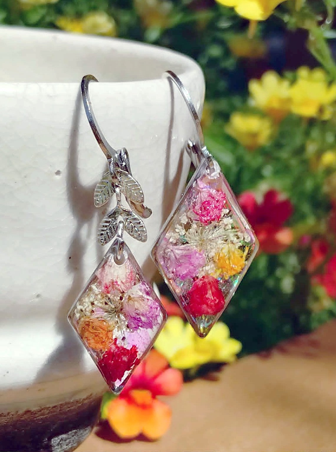 Boucles d'oreille Asymétrique Gypsophiles