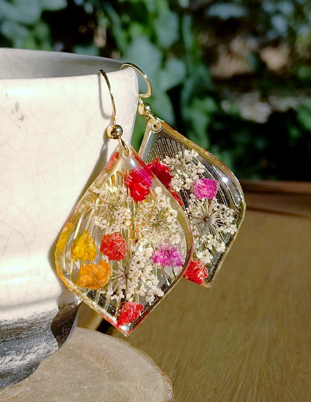 Boucles d'oreille Fleur de carotte, Gypsophiles