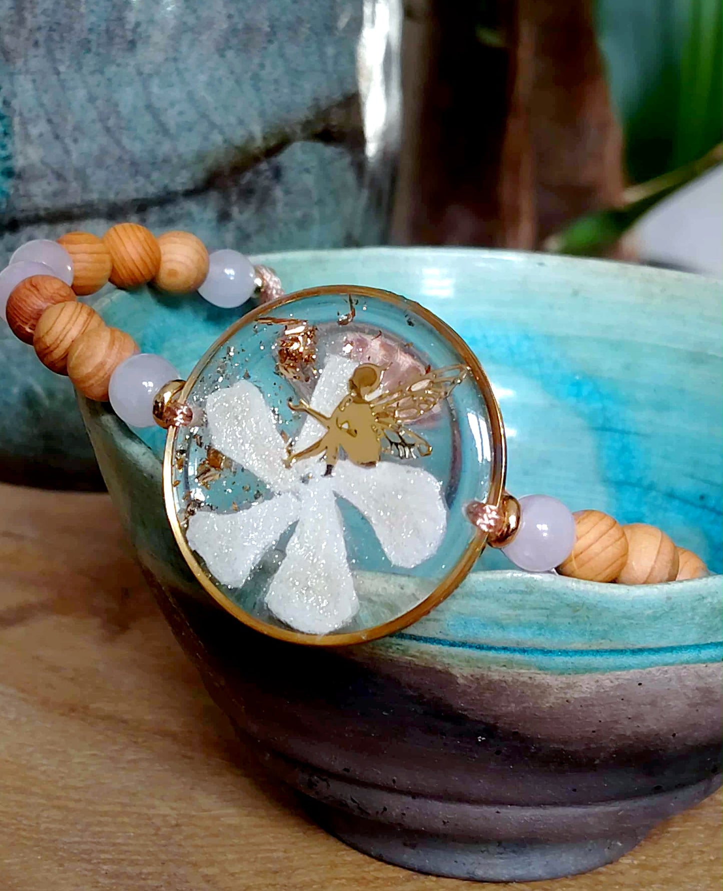 Bracelet Fleur de Jasmin Quartz rose