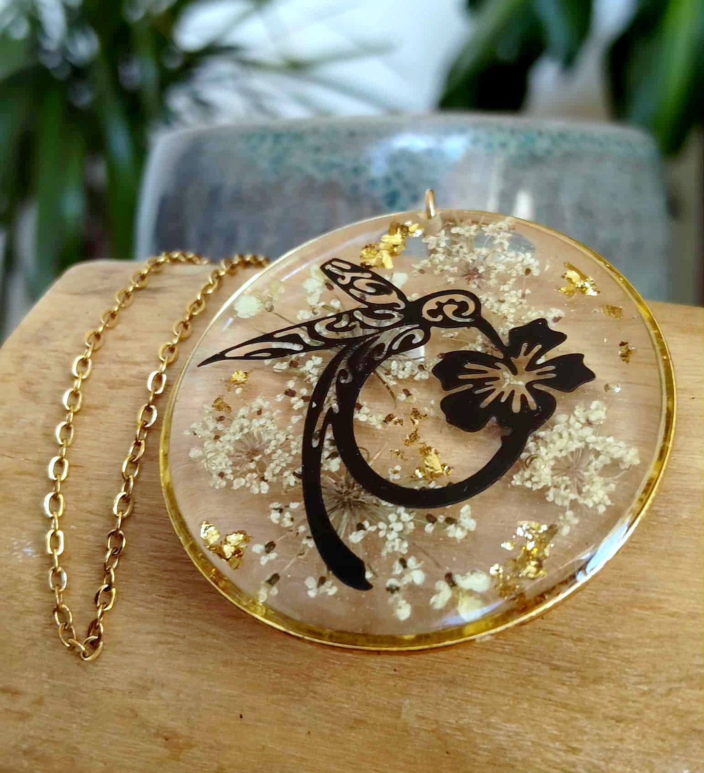 Collier, Colibri, Fleur de carotte