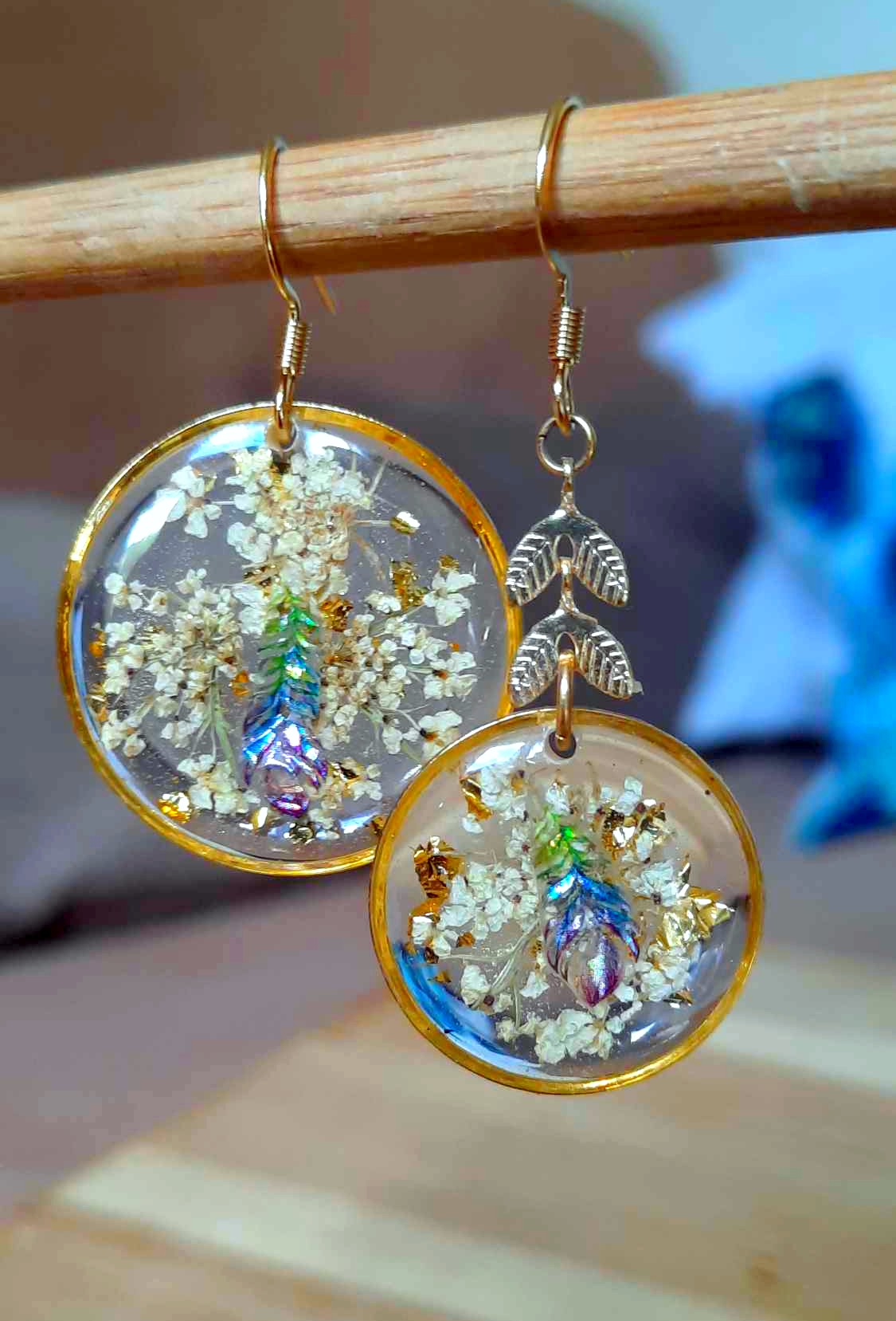 Boucles d'oreille Asymétrique, Fleur de carotte