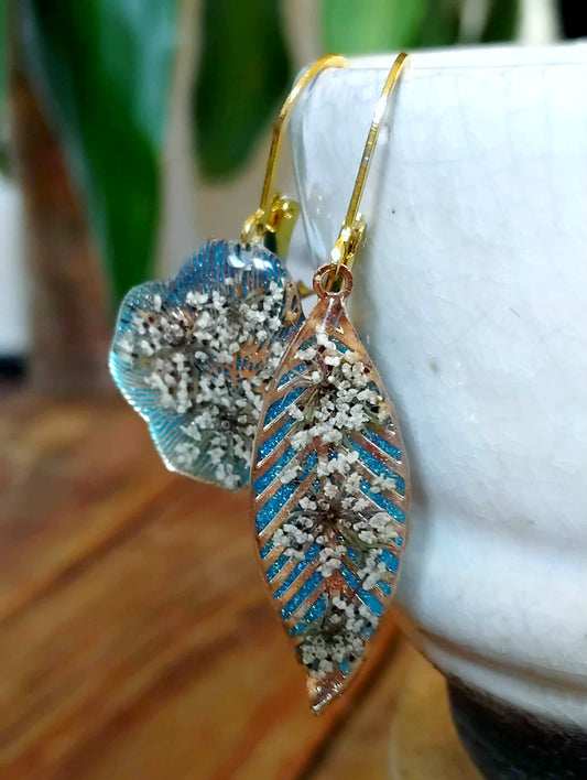 Boucles d'oreille Asymétrique Fleur de carotte