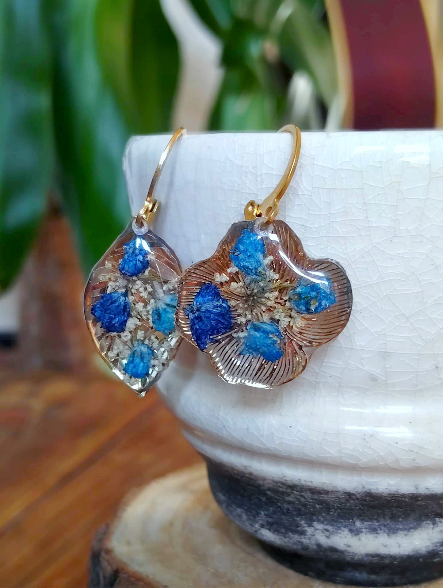 Boucles d'oreille Asymétrique Fleur de carotte gypsophiles