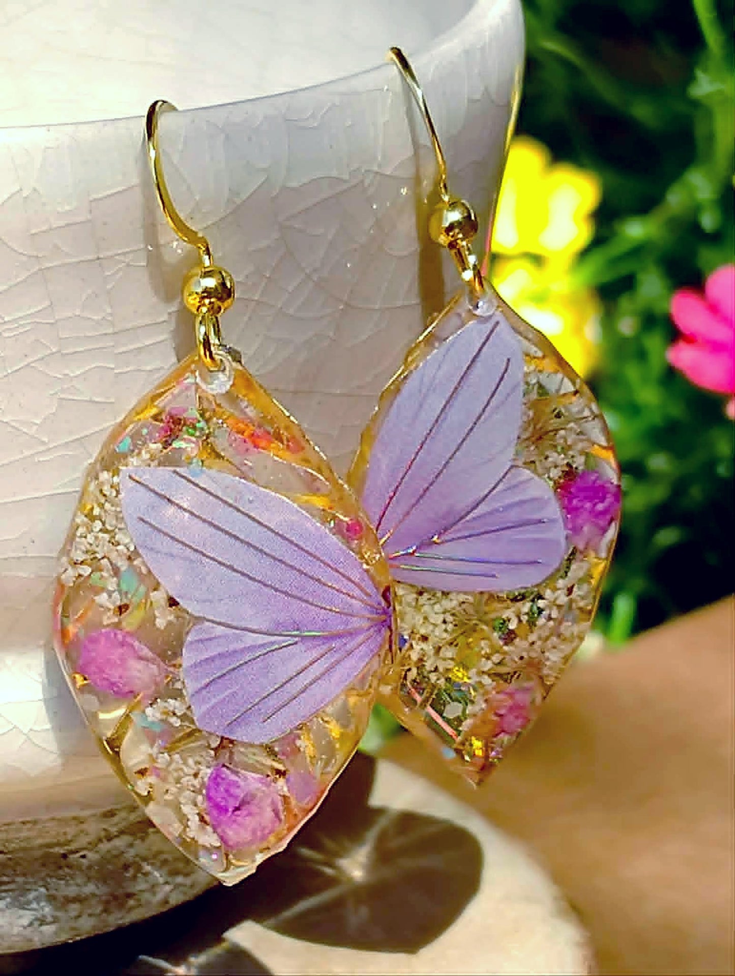Boucles d'oreille Fleur de carotte gypsophiles