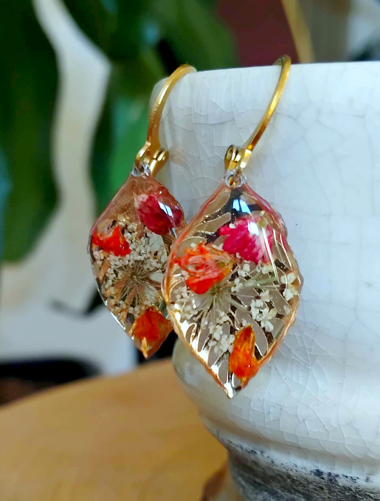 Boucles d'oreille Fleur de carotte gypsophiles