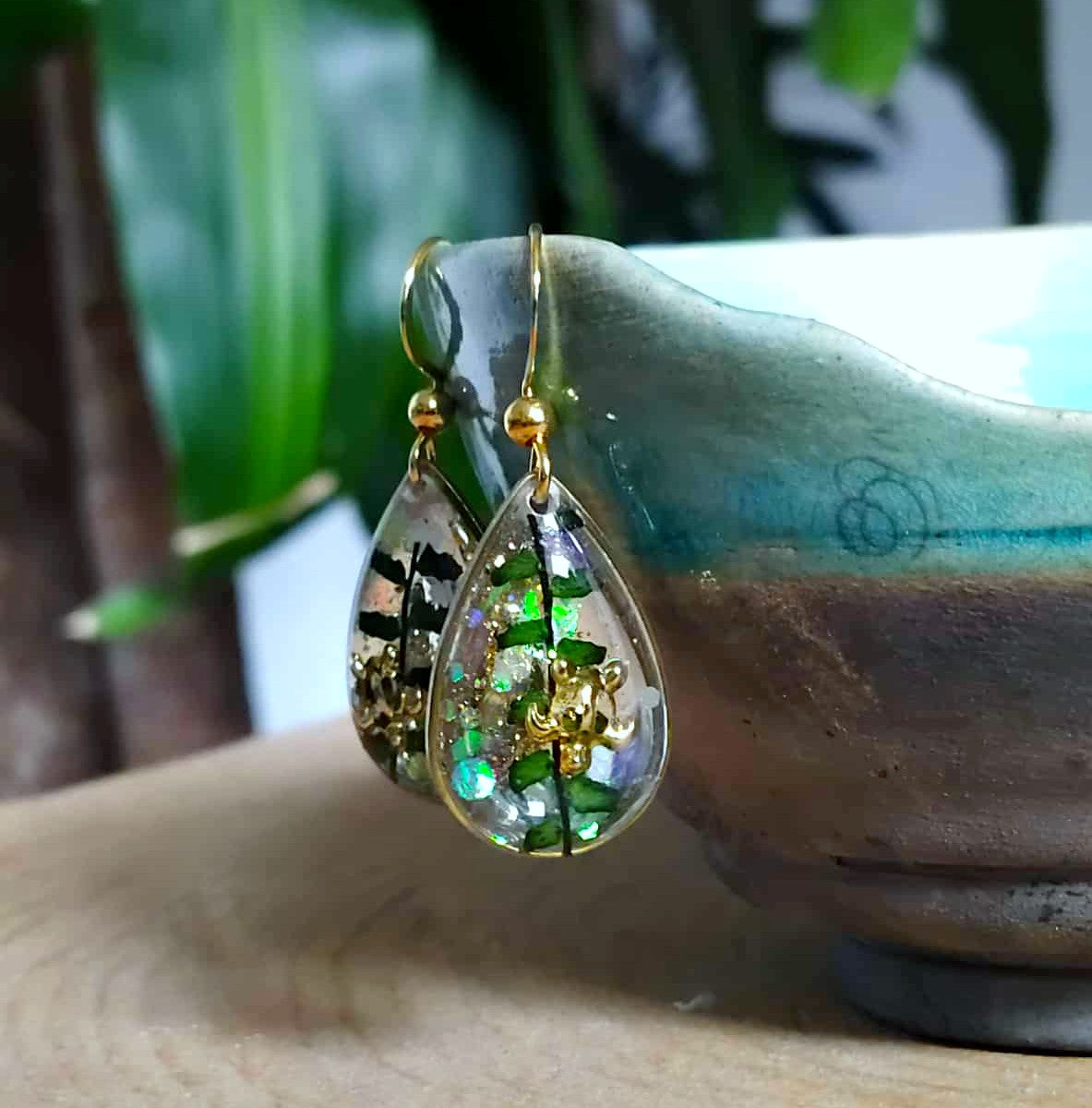 Boucles d'oreille Fougère Tortue