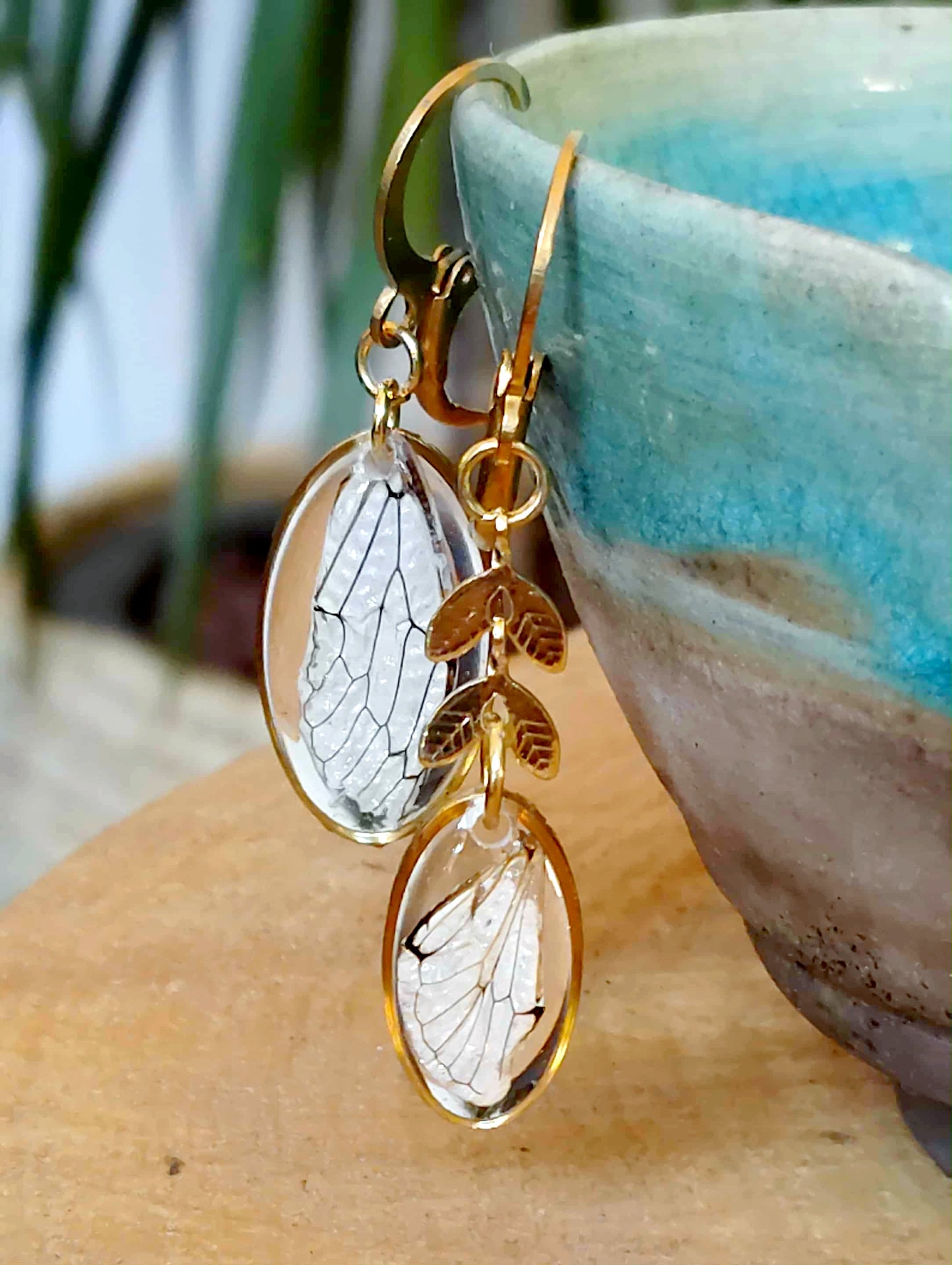 Boucles d'oreille Asymétrique Aile de Cigale